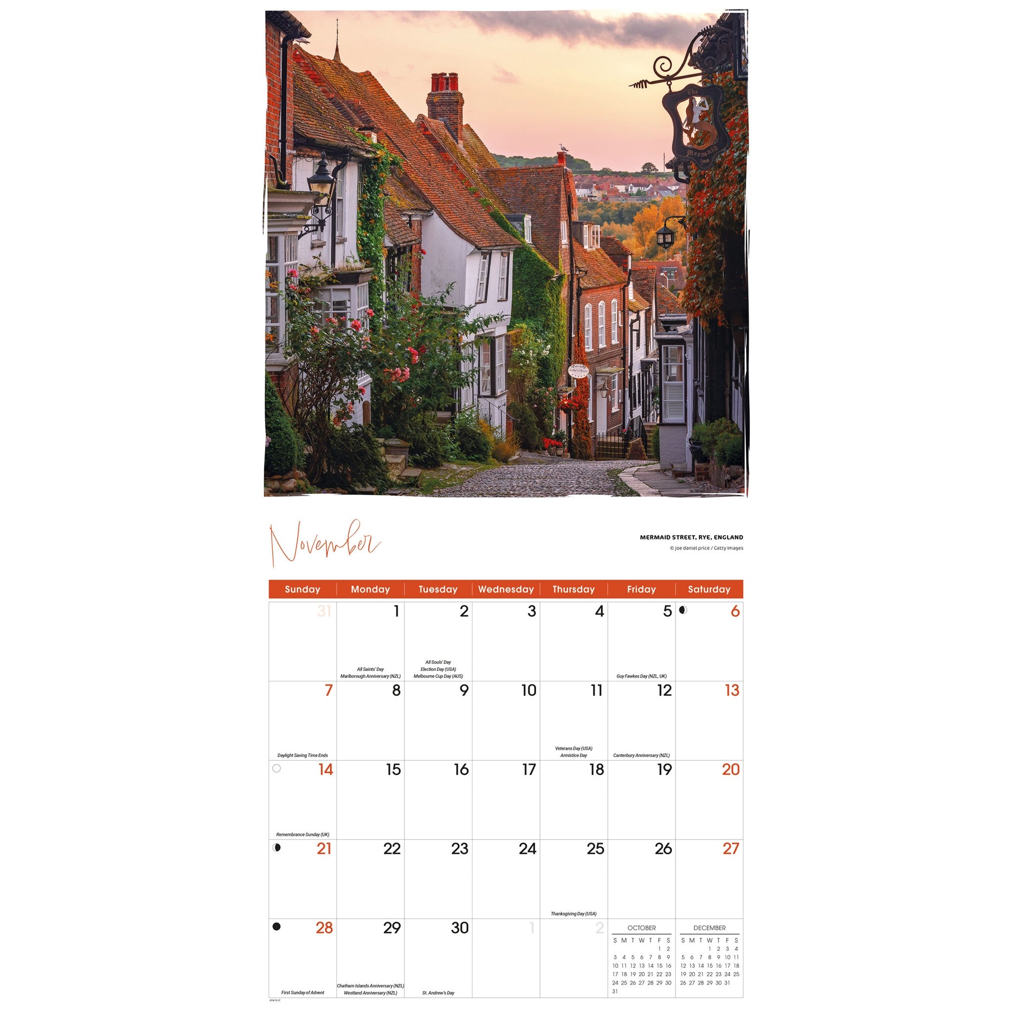 Calendrier mural Europe romantique 2027