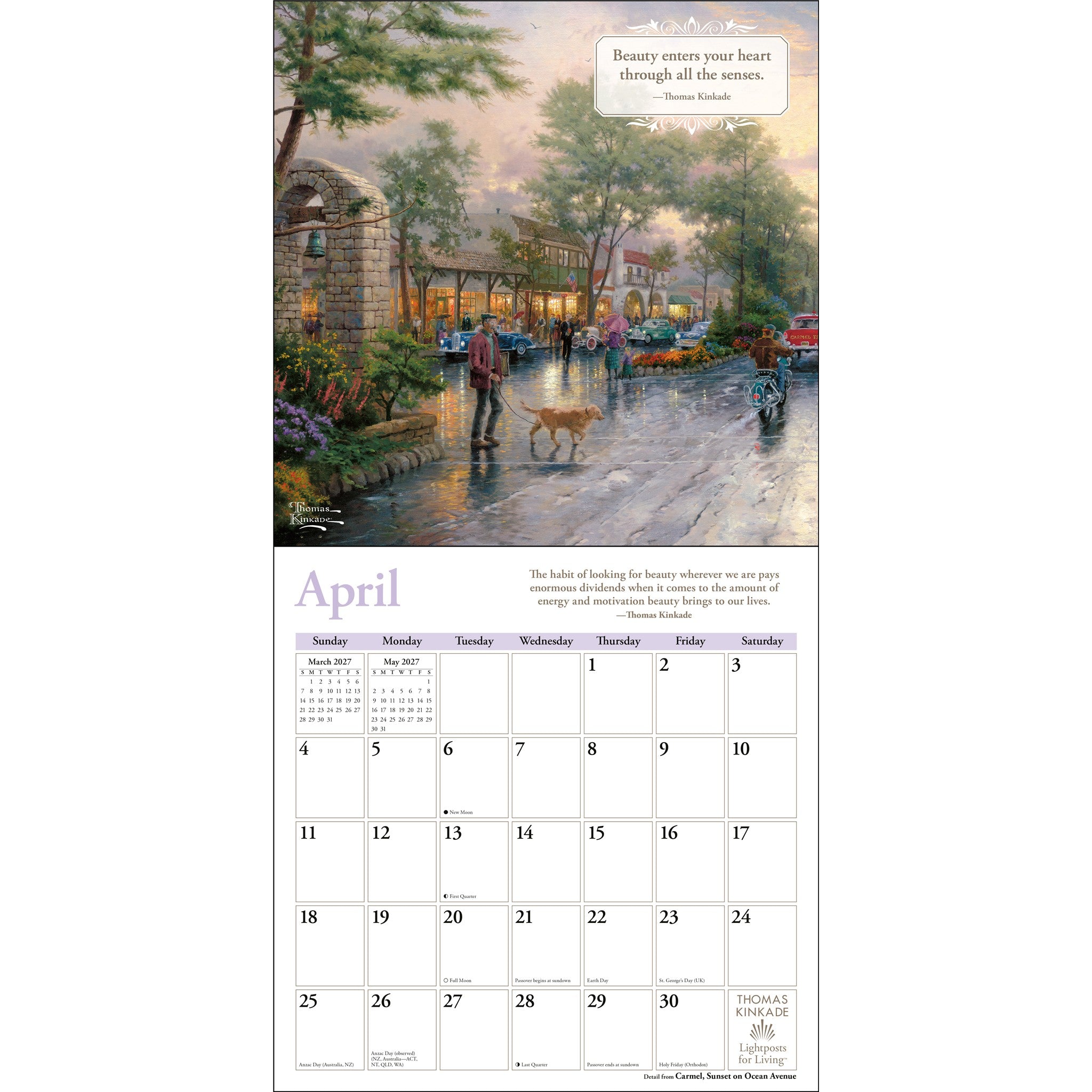 Calendrier mural 2027 Thomas Kinkade Lightposts for Living