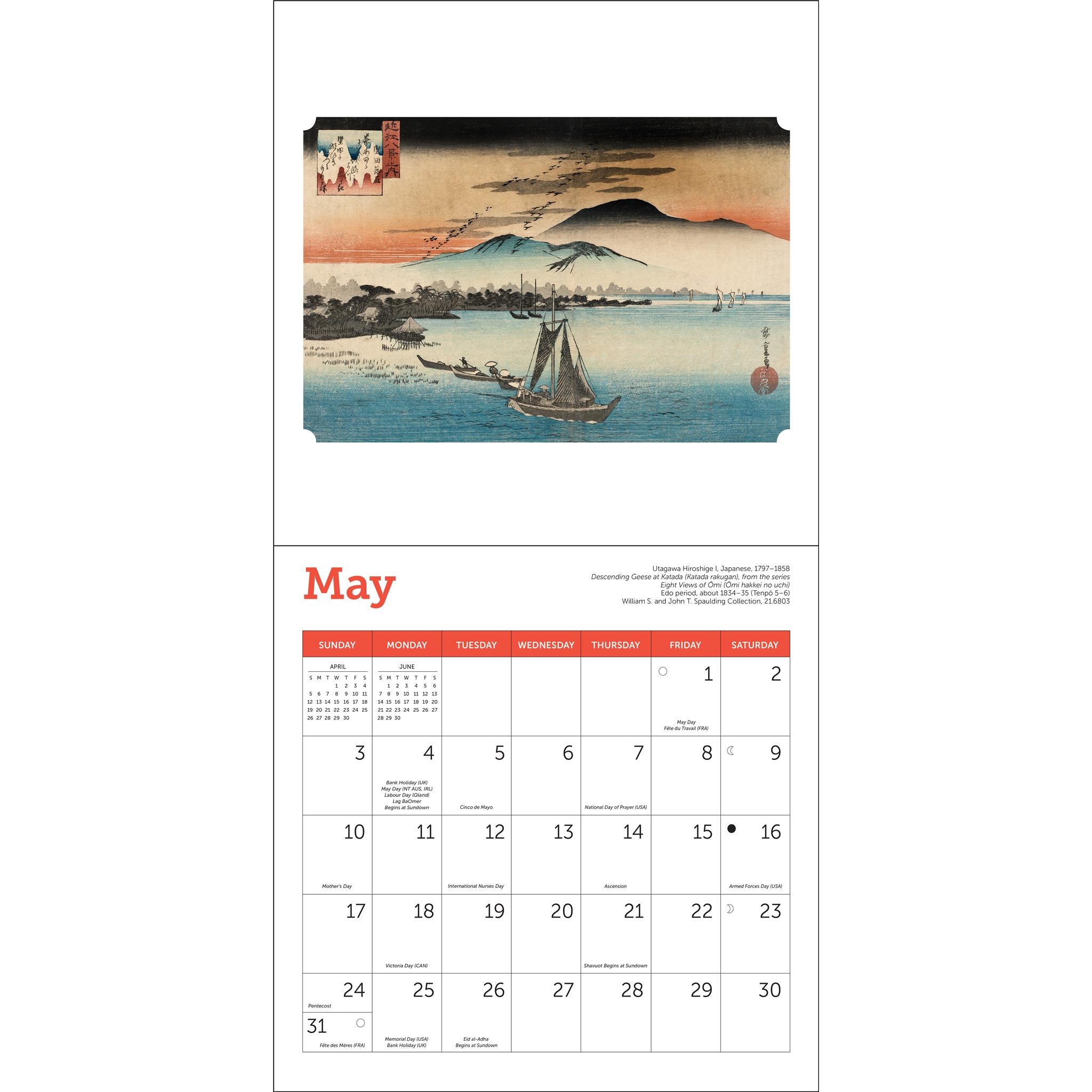 Calendrier miniature 2026 des estampes japonaises du MFA