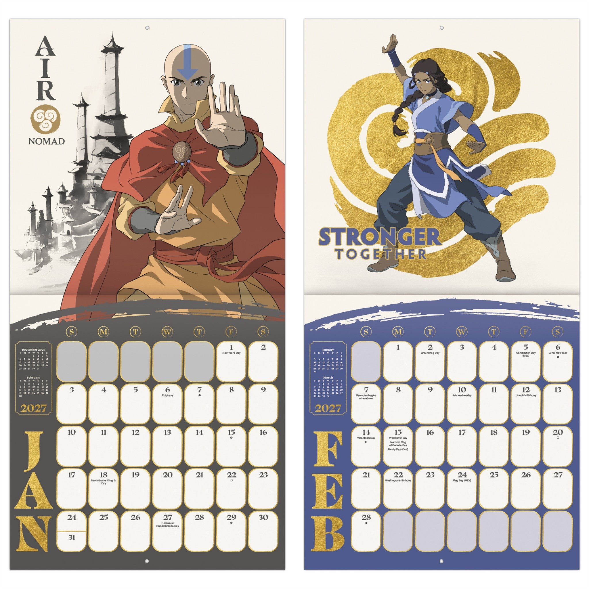 The Legend of Aang: The last Airbender 2027 Wall Calendar