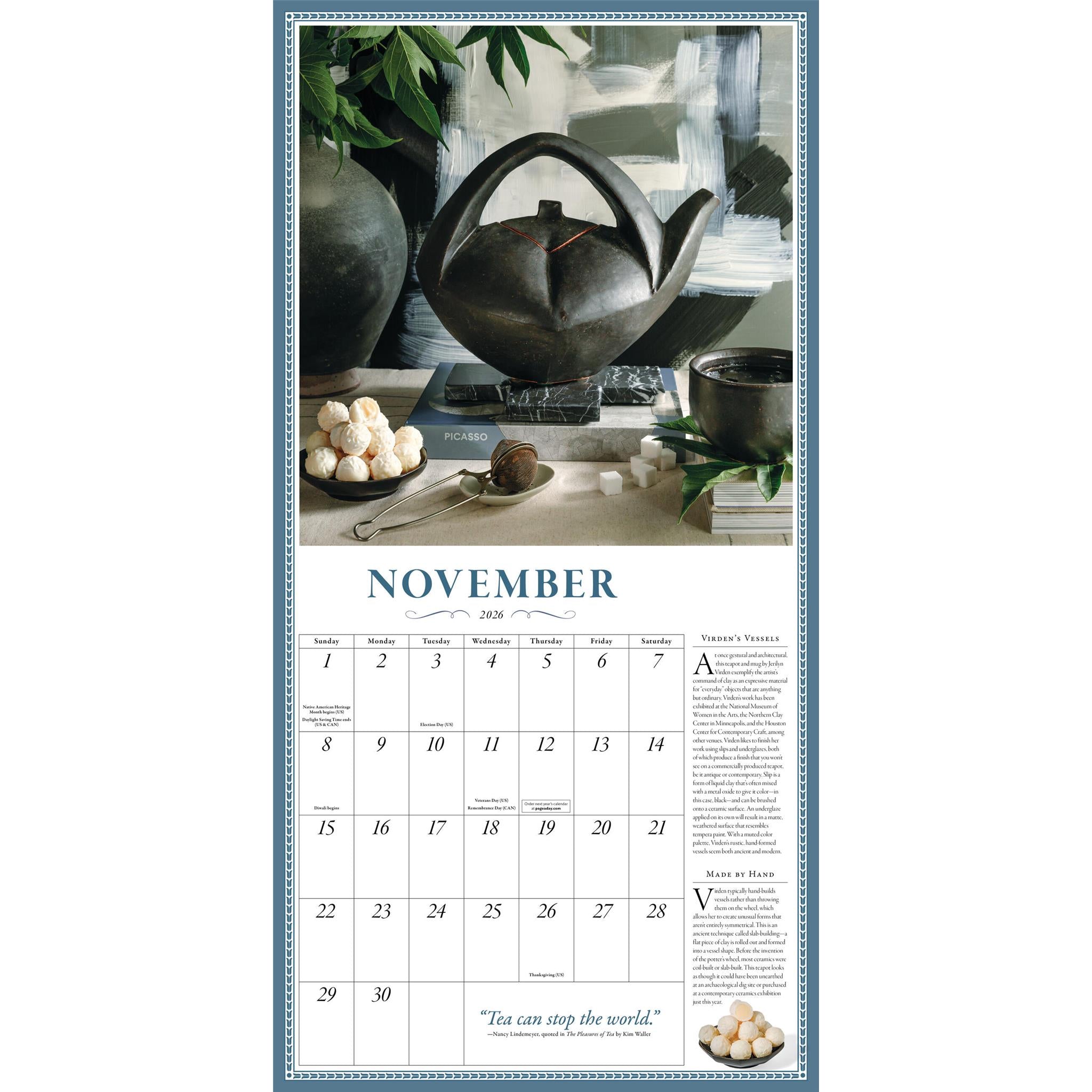 Collectible Teapot 2026 Wall Calendar