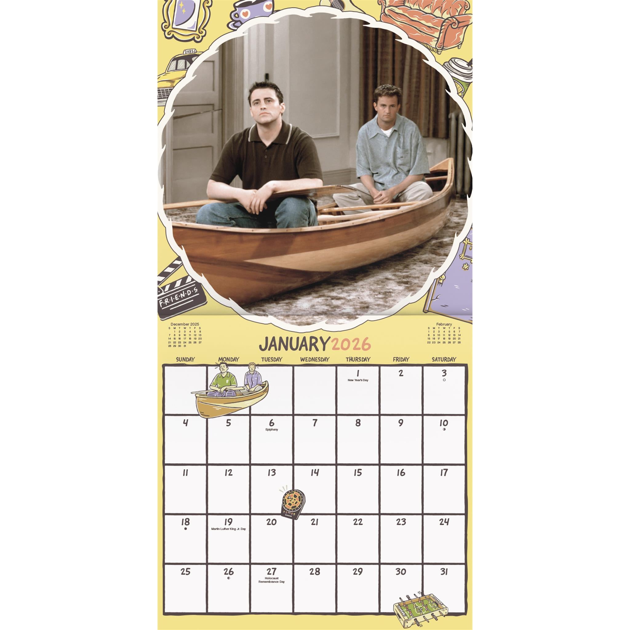 Friends Exclusive with Decal 2026 Deluxe Wall Calendar