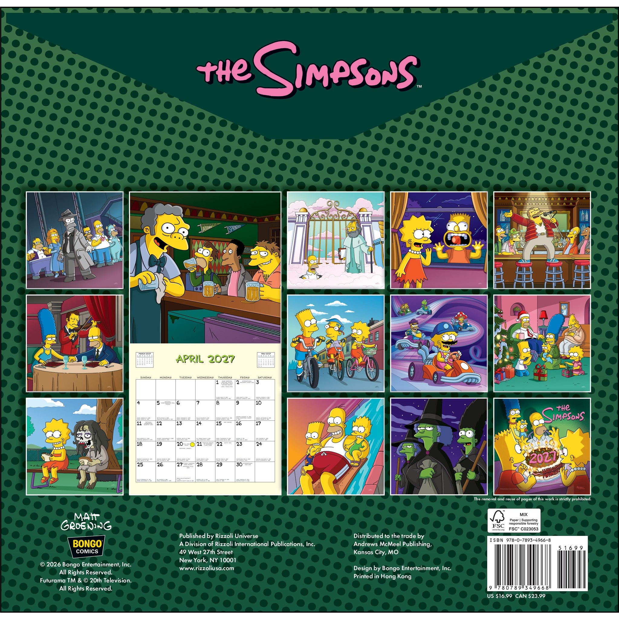 Calendrier mural Les Simpson 2027