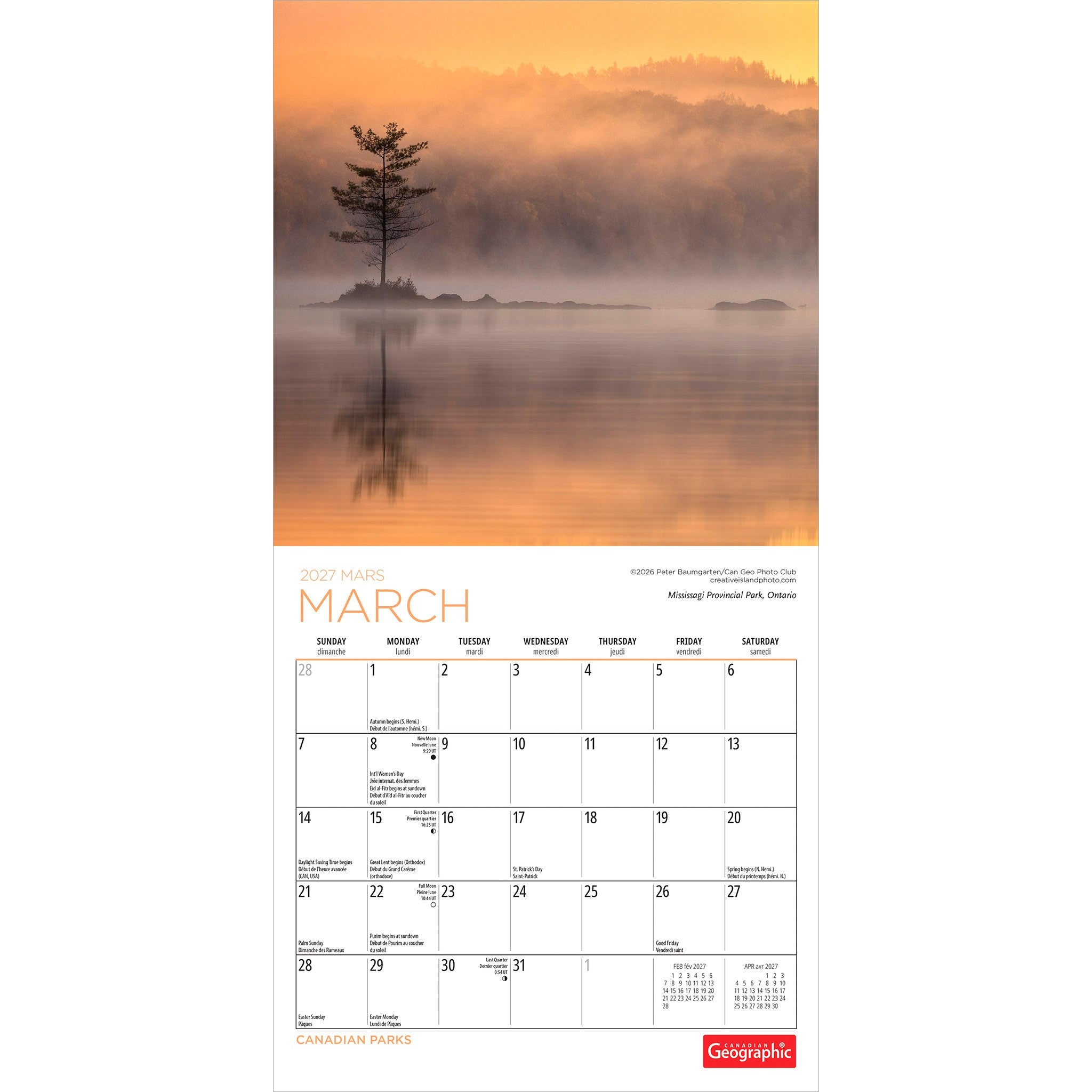 Canadian Geographic Canadian Parks 2027 Mini Calendar