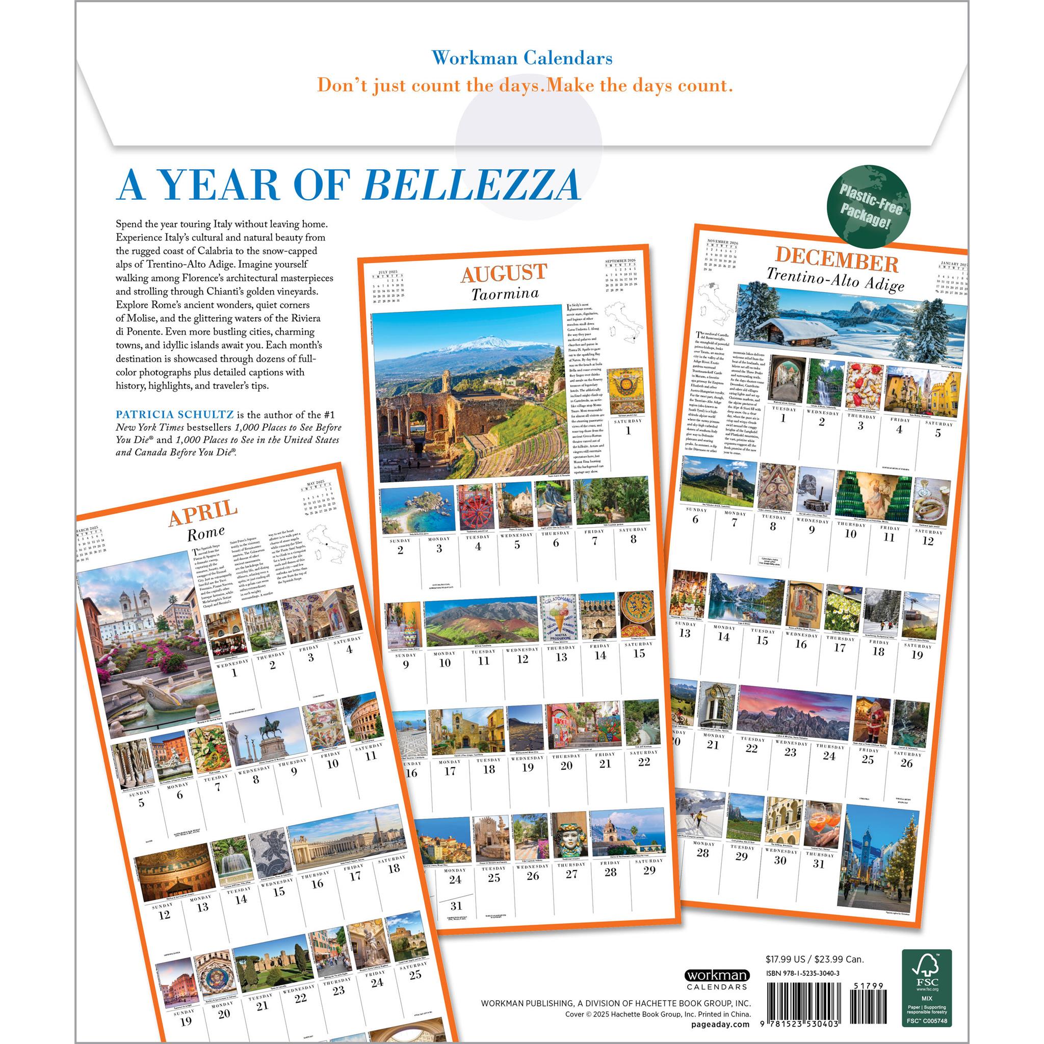 Calendrier mural Italie 365 2026