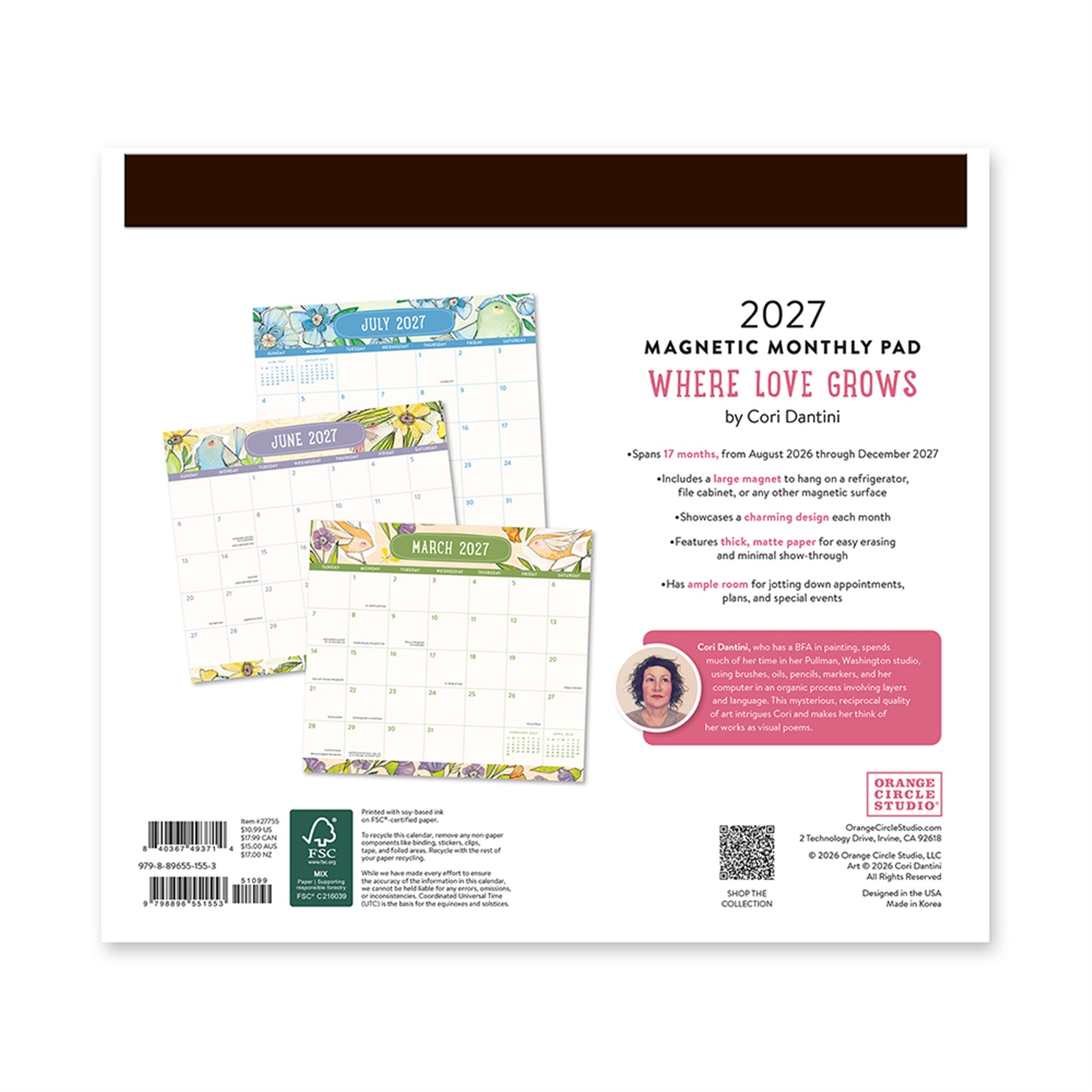 Where Love Grows Magnetic Pad Exclusive 2026-2027 Mini Calendar