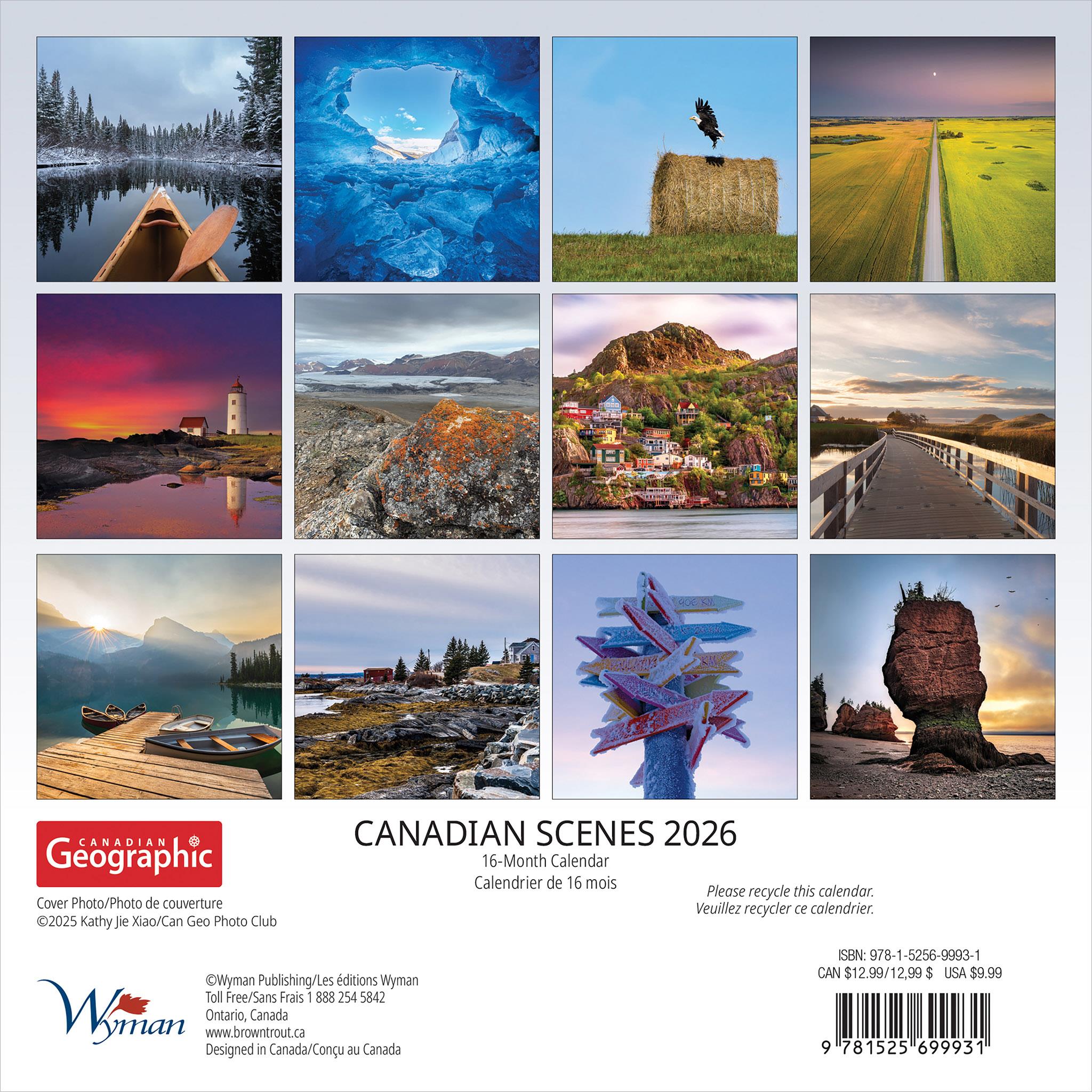 Mini-calendrier 2026 Scènes canadiennes de Canadian Geographic - Disponible uniquement en ligne
