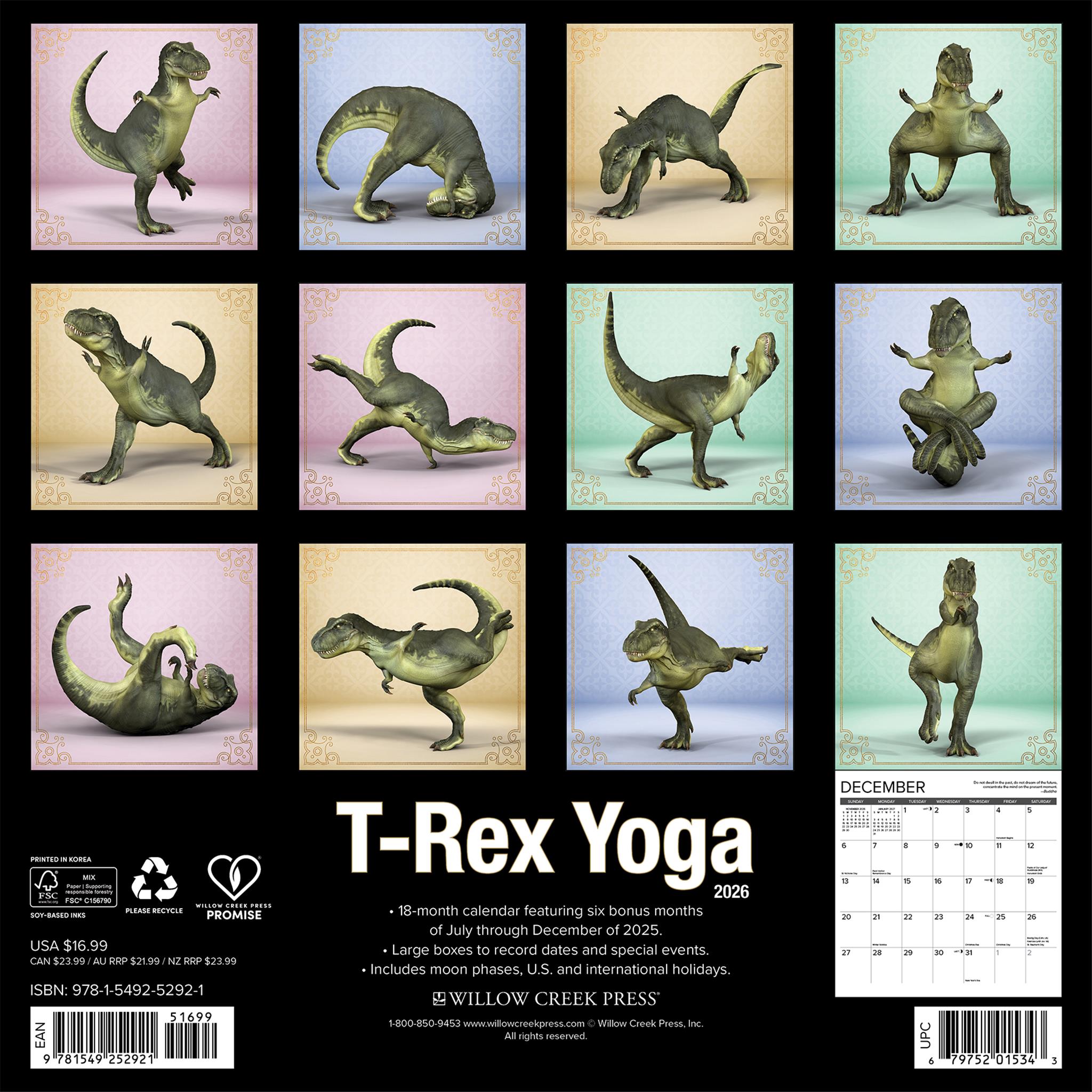 Trex Yoga 2026 Wall Calendar