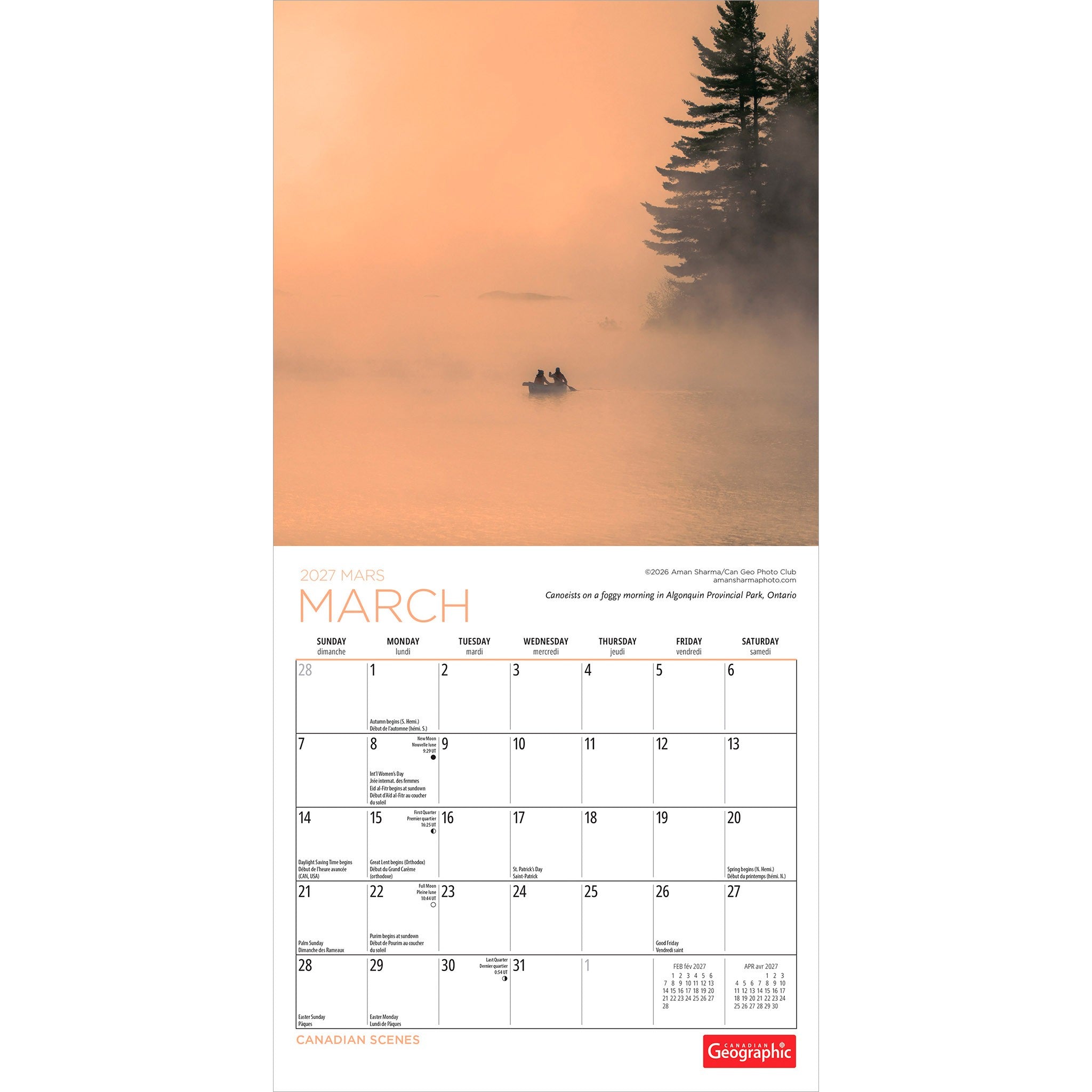 Canadian Geographic Canadian Scenes 2027 Mini Calendar - Online Only