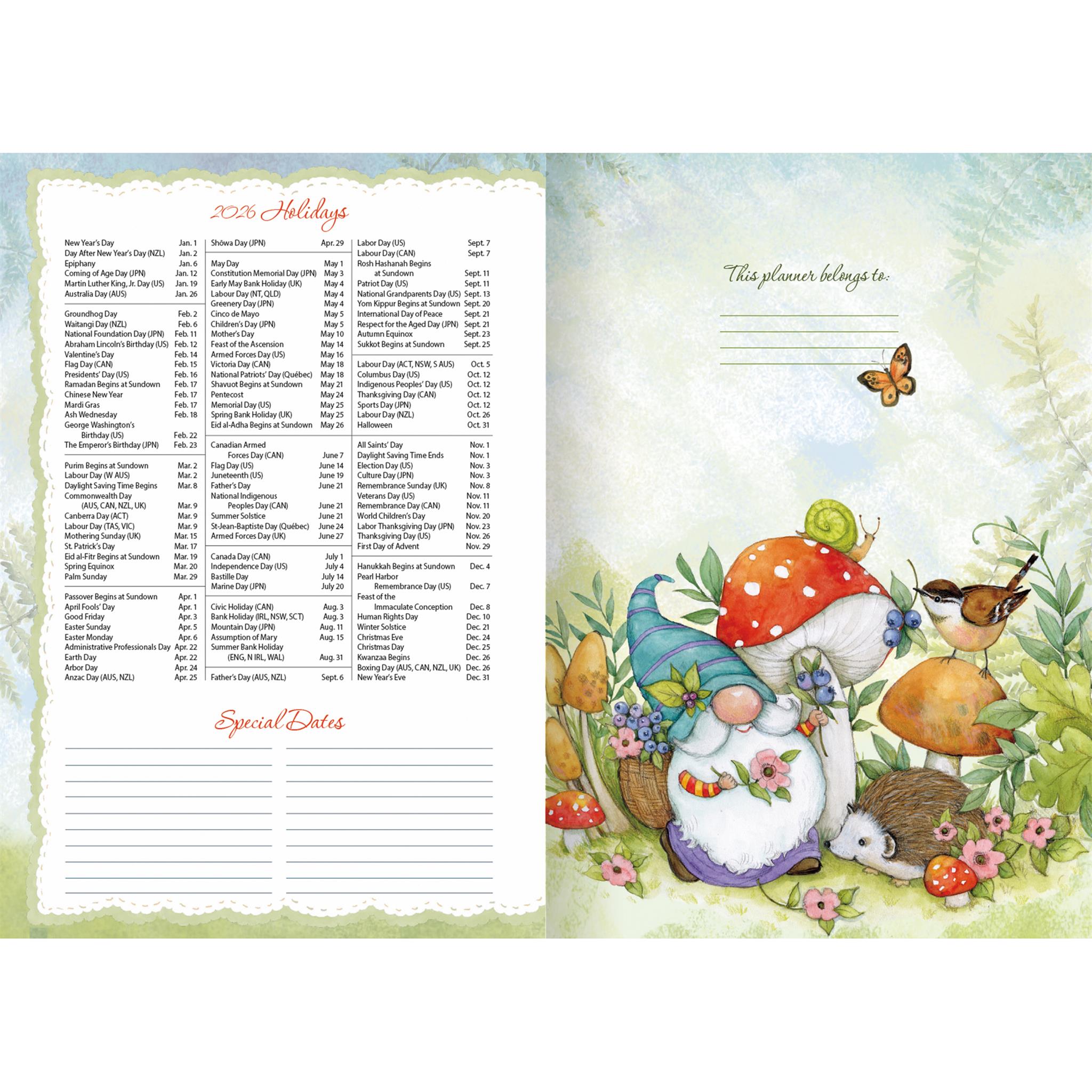 Gnome Sweet Gnome 2026 Monthly Pocket Planner