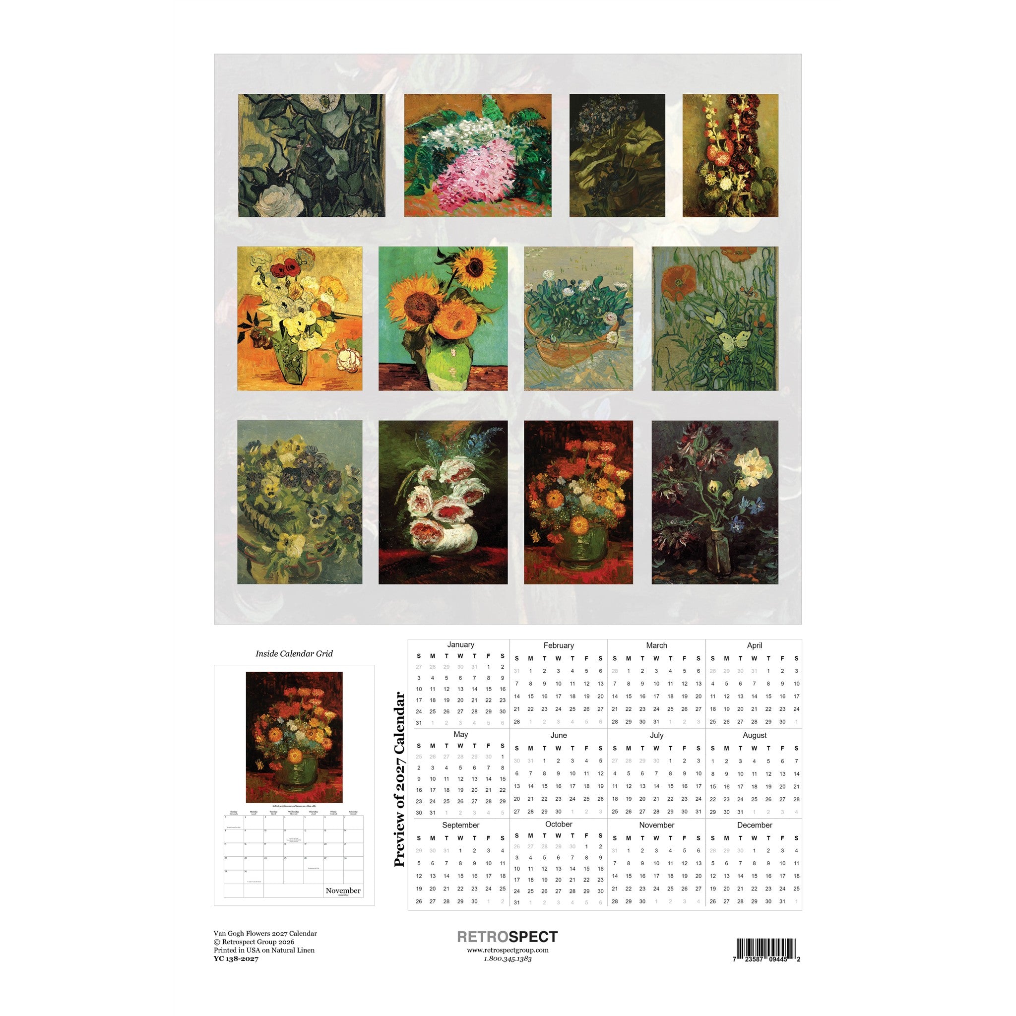 Van Gogh Flowers 2027 Poster Calendar