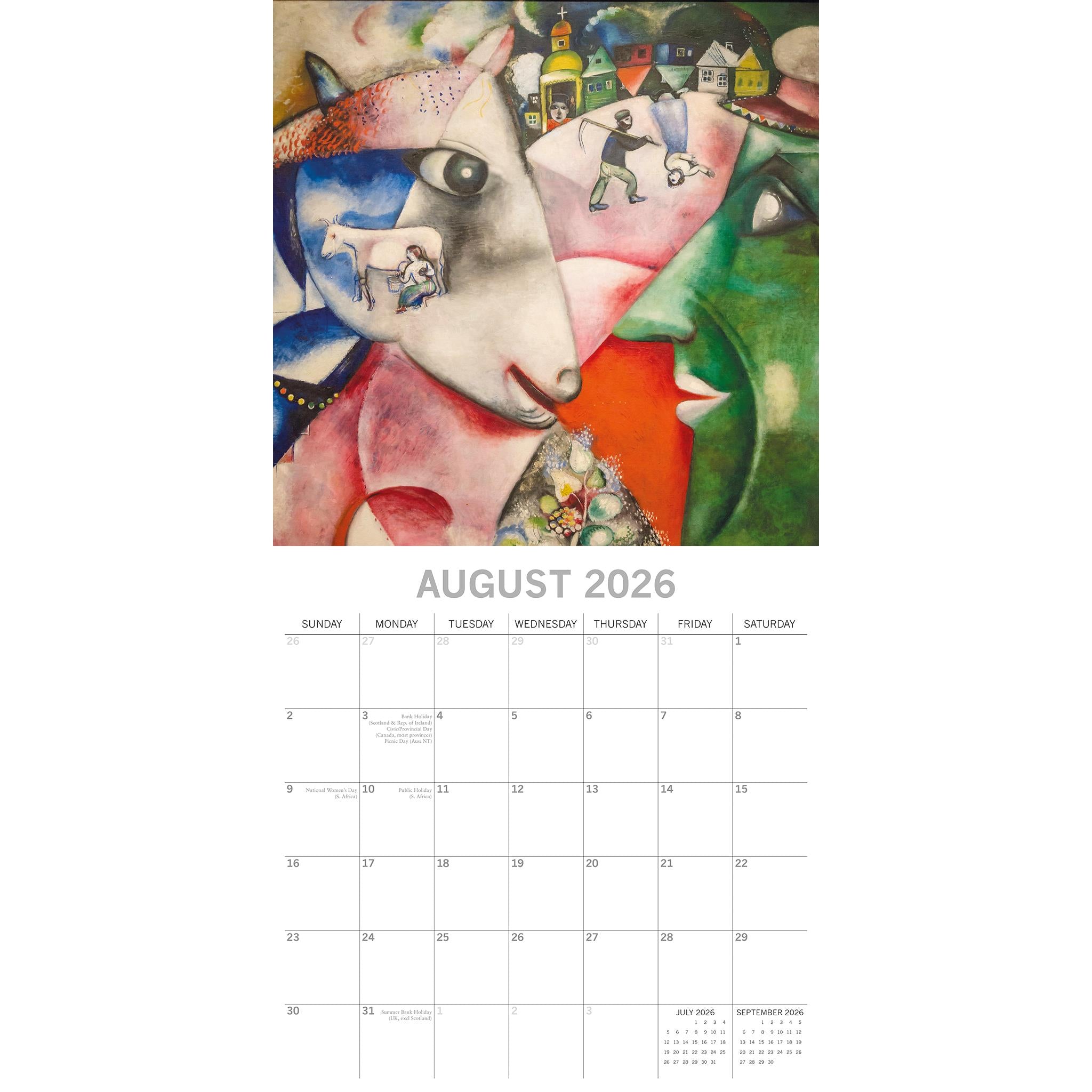 Chagall 2026 Wall Calendar