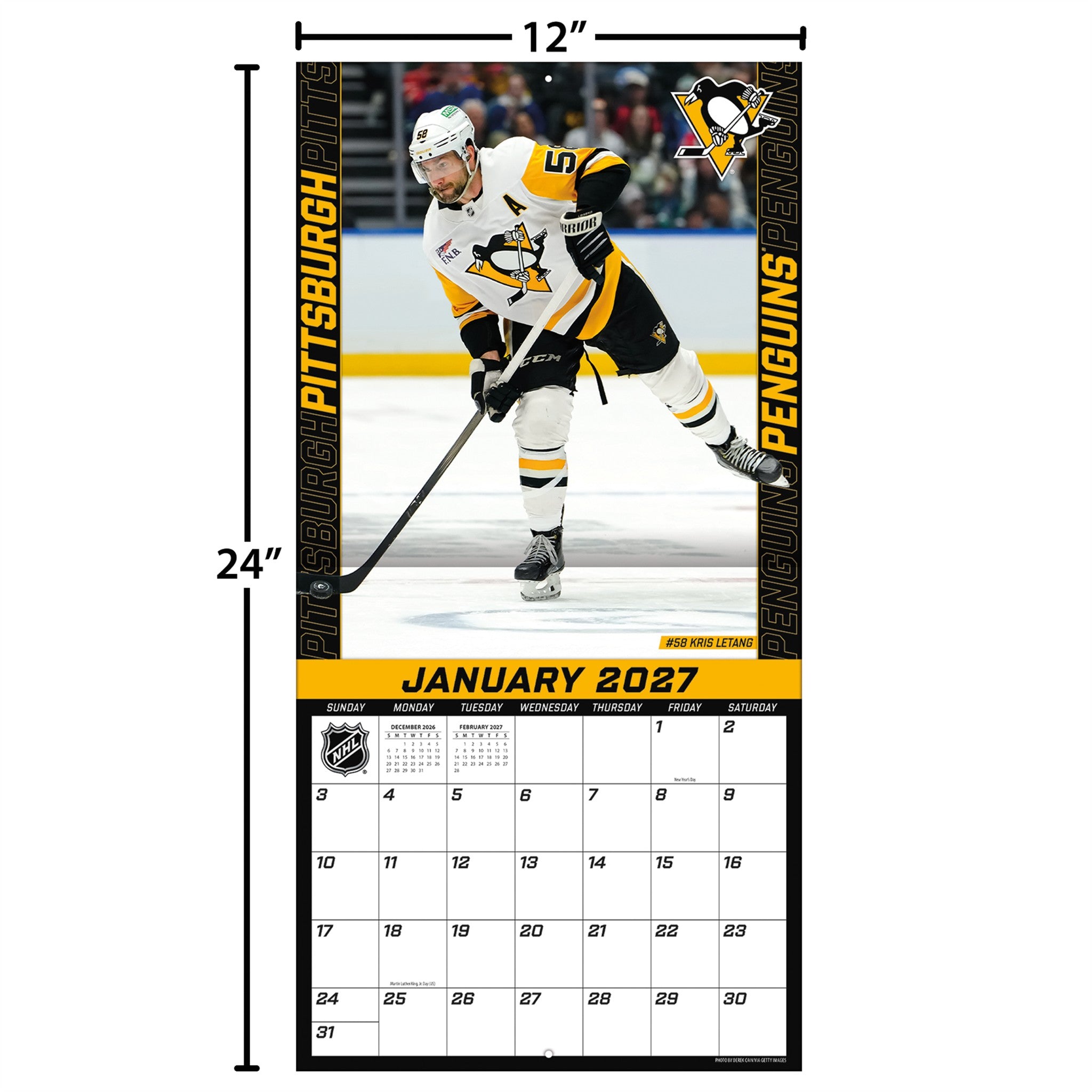 NHL Pittsburgh Penguins 2027 Wall Calendar