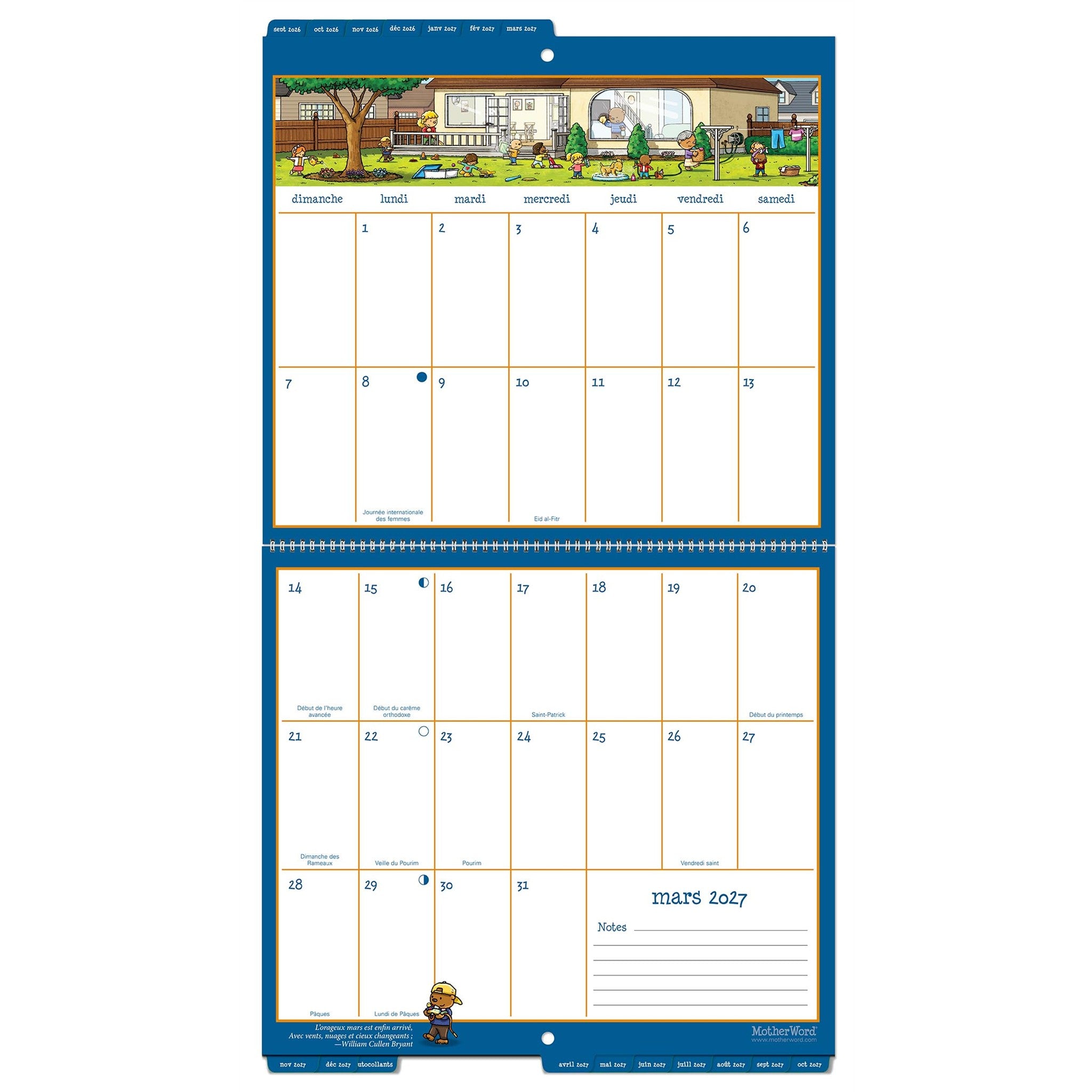 MotherWord Tabbed French 2027 Wall Calendar