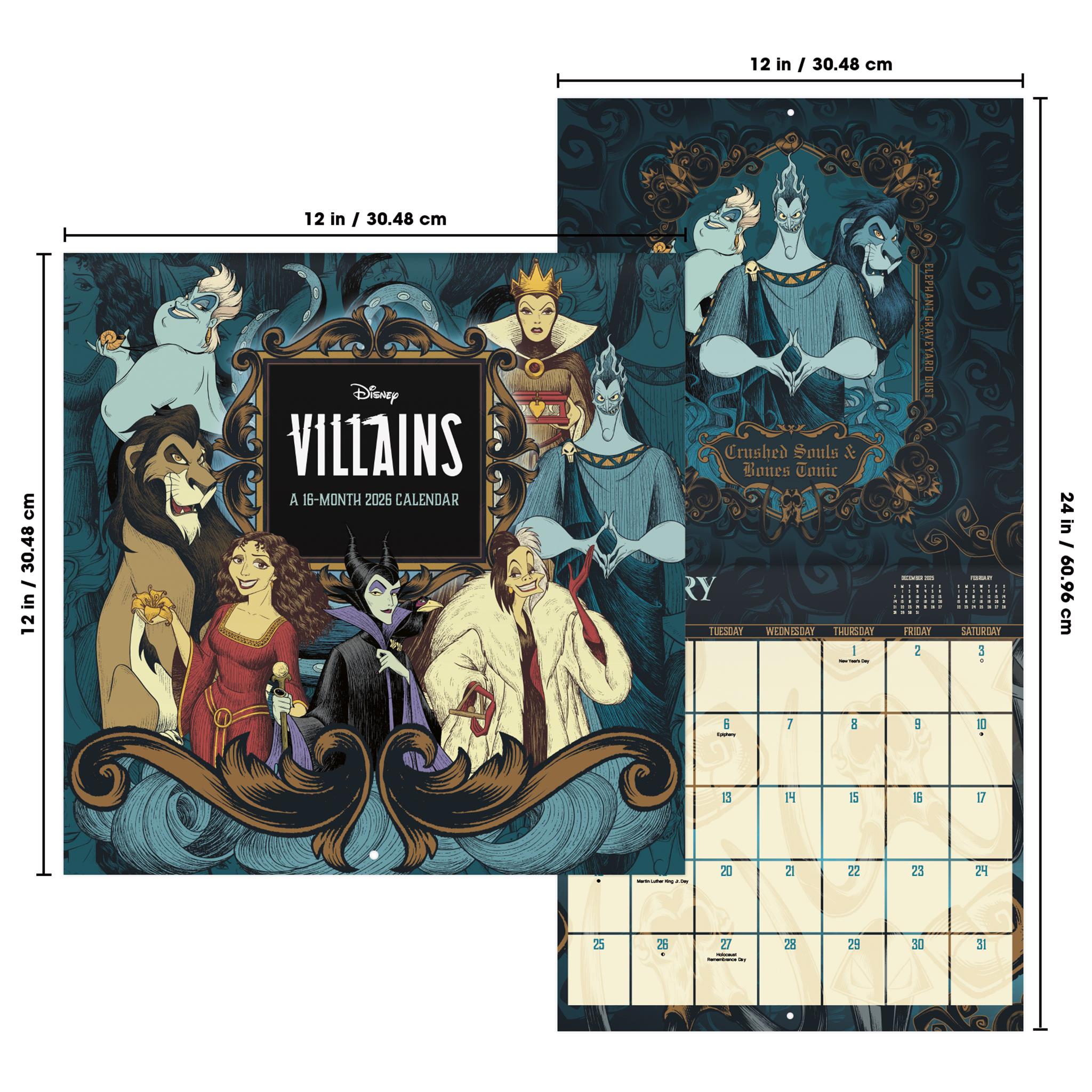 Calendrier mural Disney Villains 2026