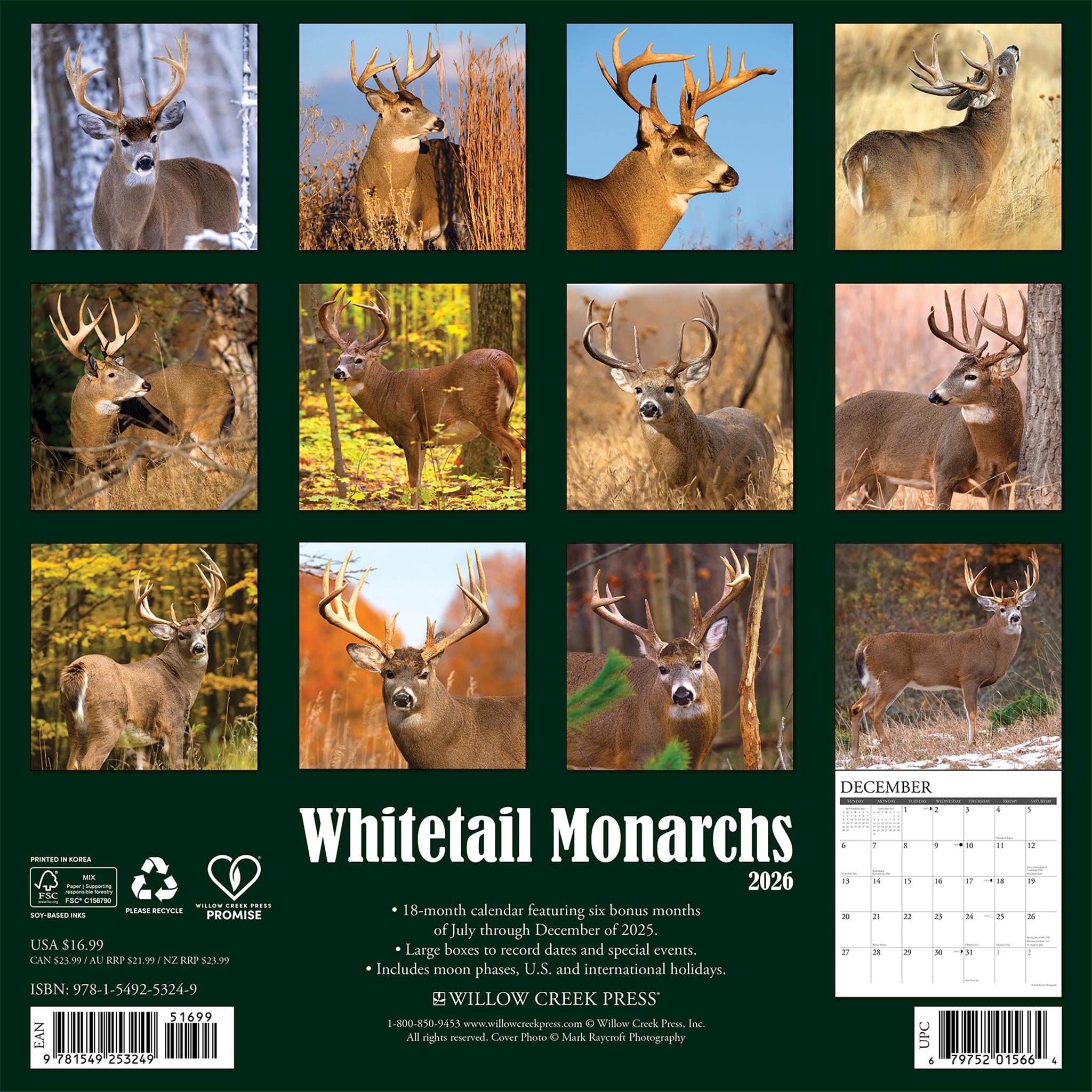 Calendrier mural Whitetail Monarchs 2026
