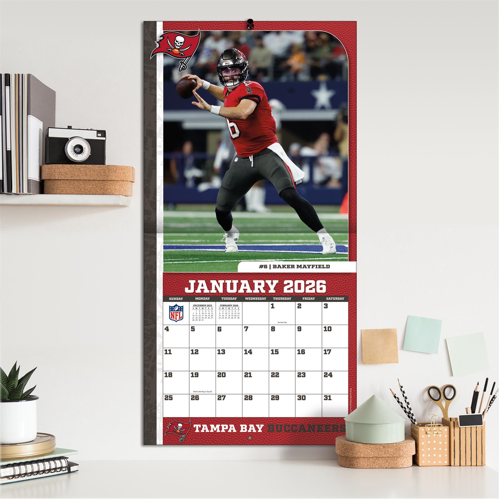 Calendrier mural 2026 des Buccaneers de Tampa Bay (NFL) - Disponible uniquement en ligne
