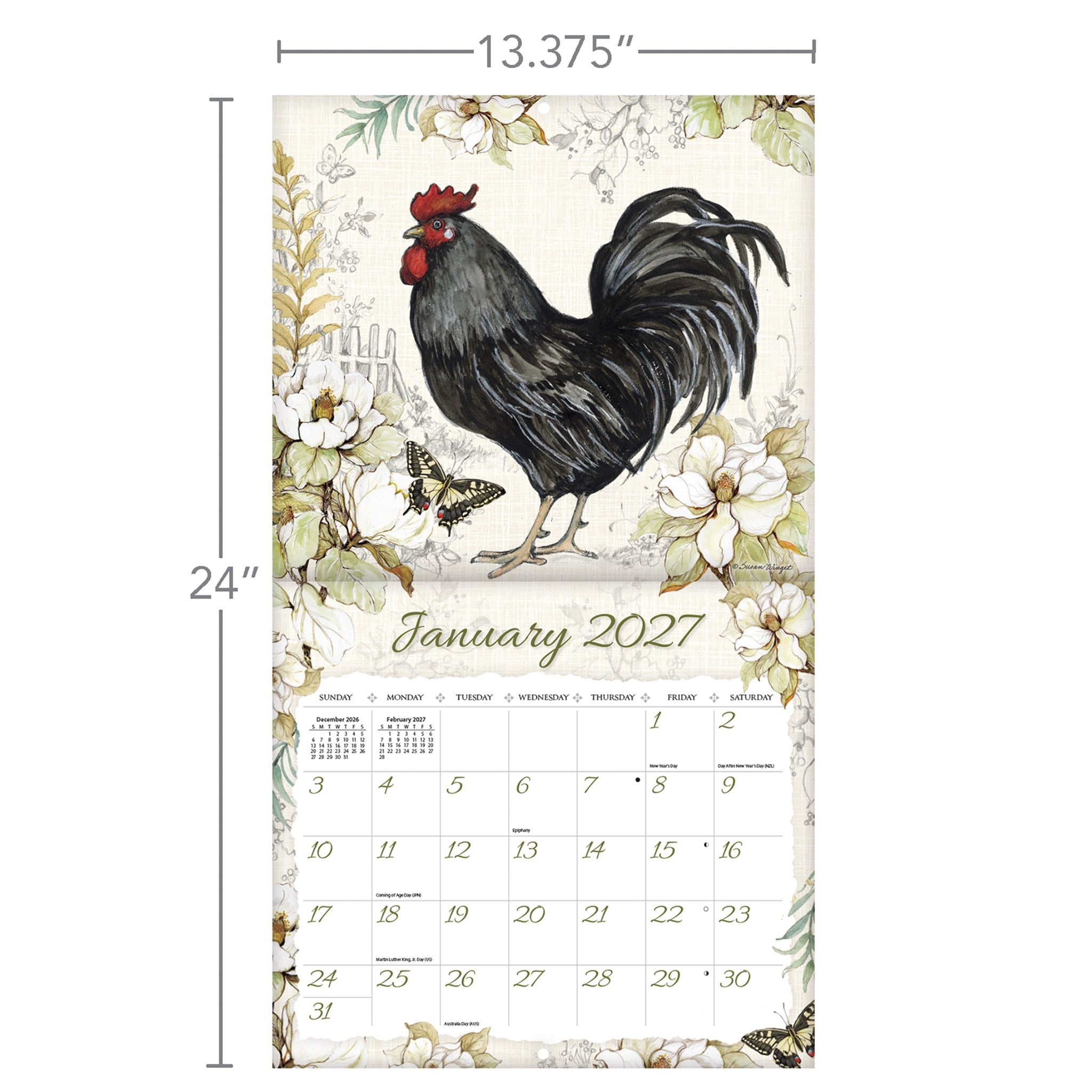Proud Rooster Special Edition with Print 2027 Wall Calendar