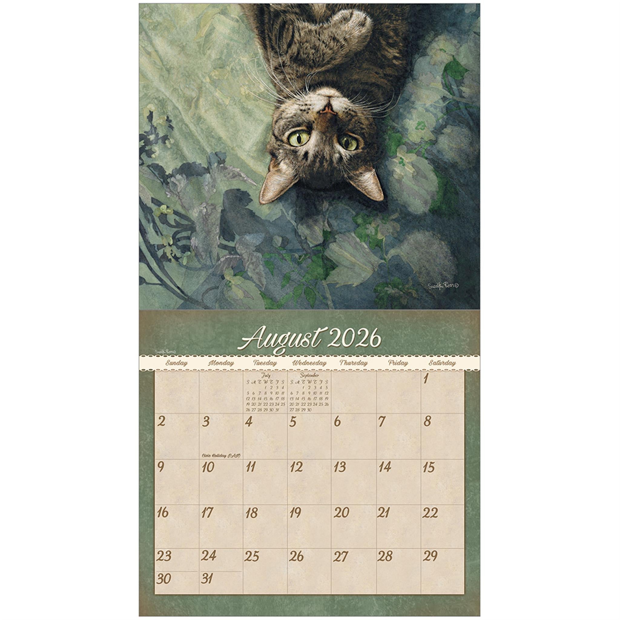 Calendrier mural édition spéciale de luxe « Chats que nous aimons » 2026 avec cartes