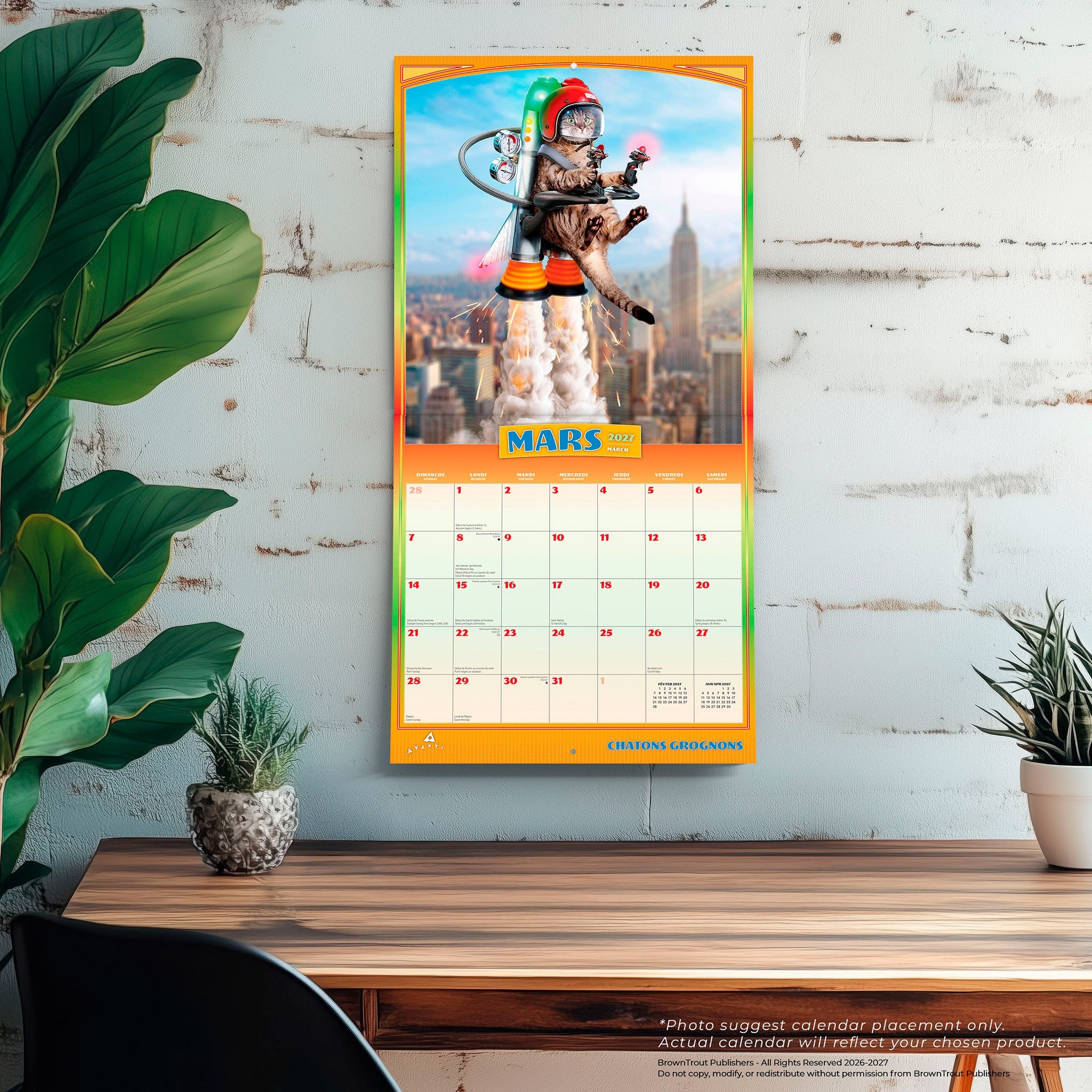 Chatons Grognons 2027 Wall Calendar (French)