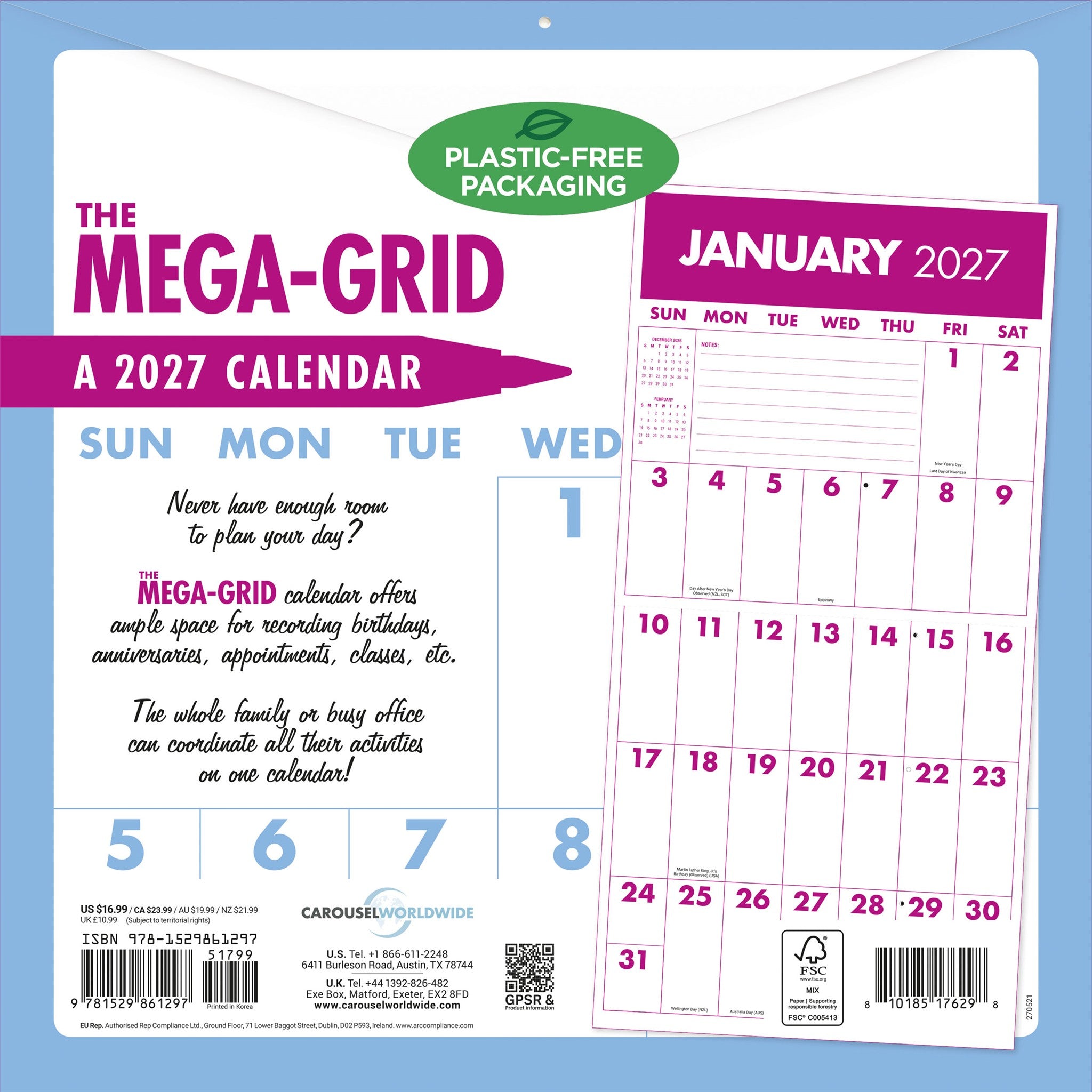 Calendrier Mural Mega Grid 2027