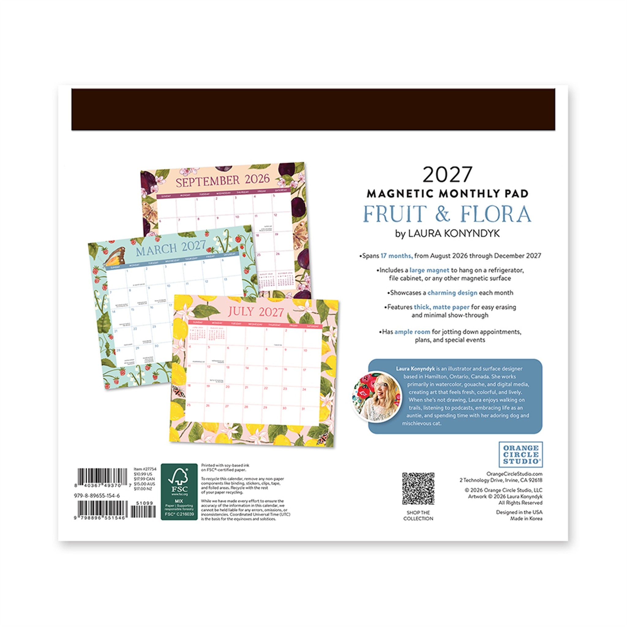 Fruit and Flora Magnetic Pad Exclusive 2026-2027 Mini Calendar