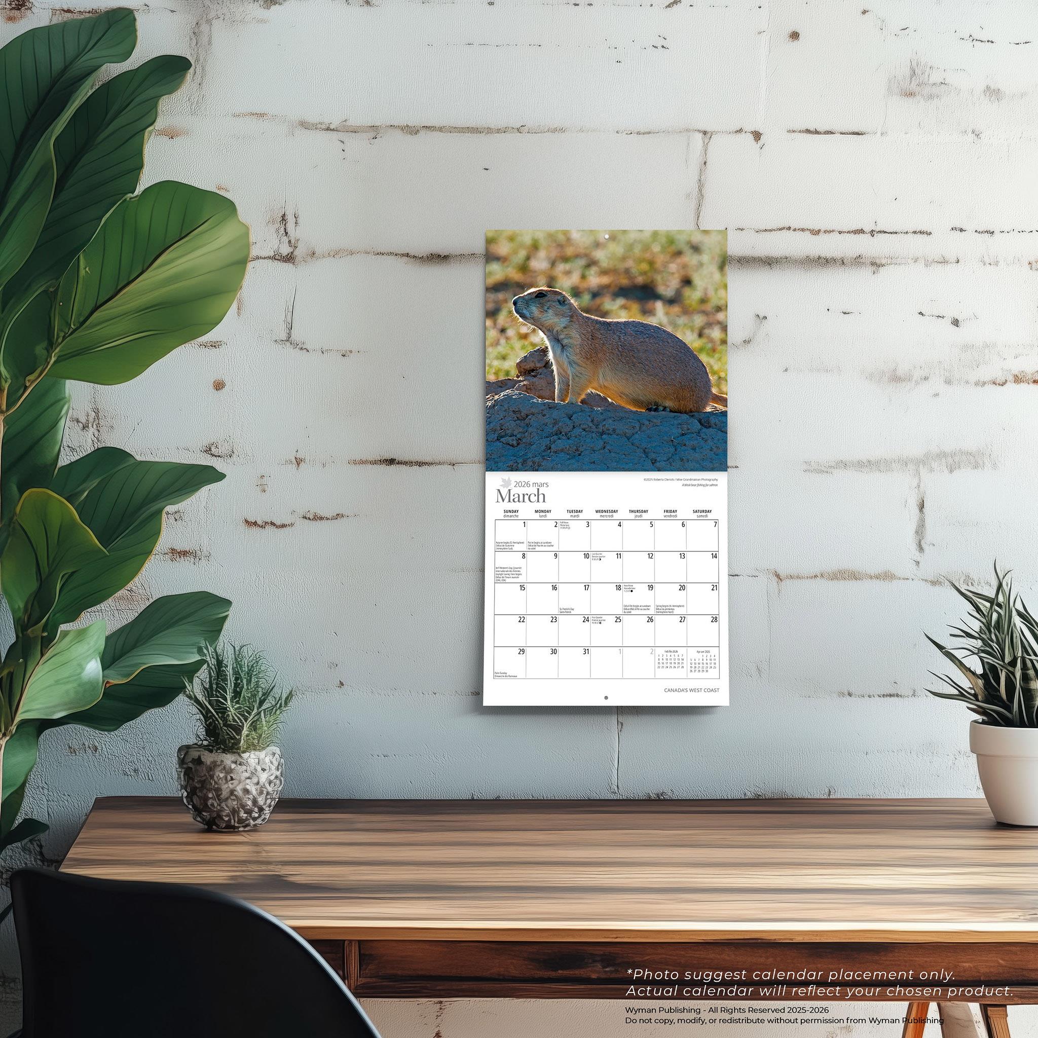 Mini-calendrier 2026 de la côte ouest canadienne - Disponible uniquement en ligne