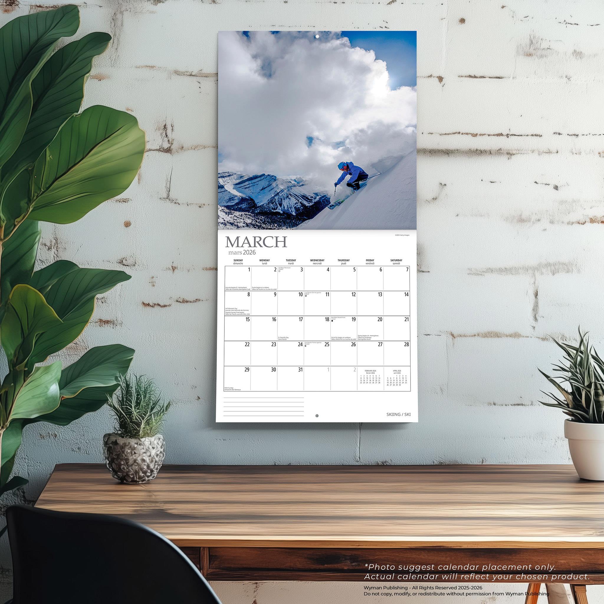 Calendrier mural de ski 2026