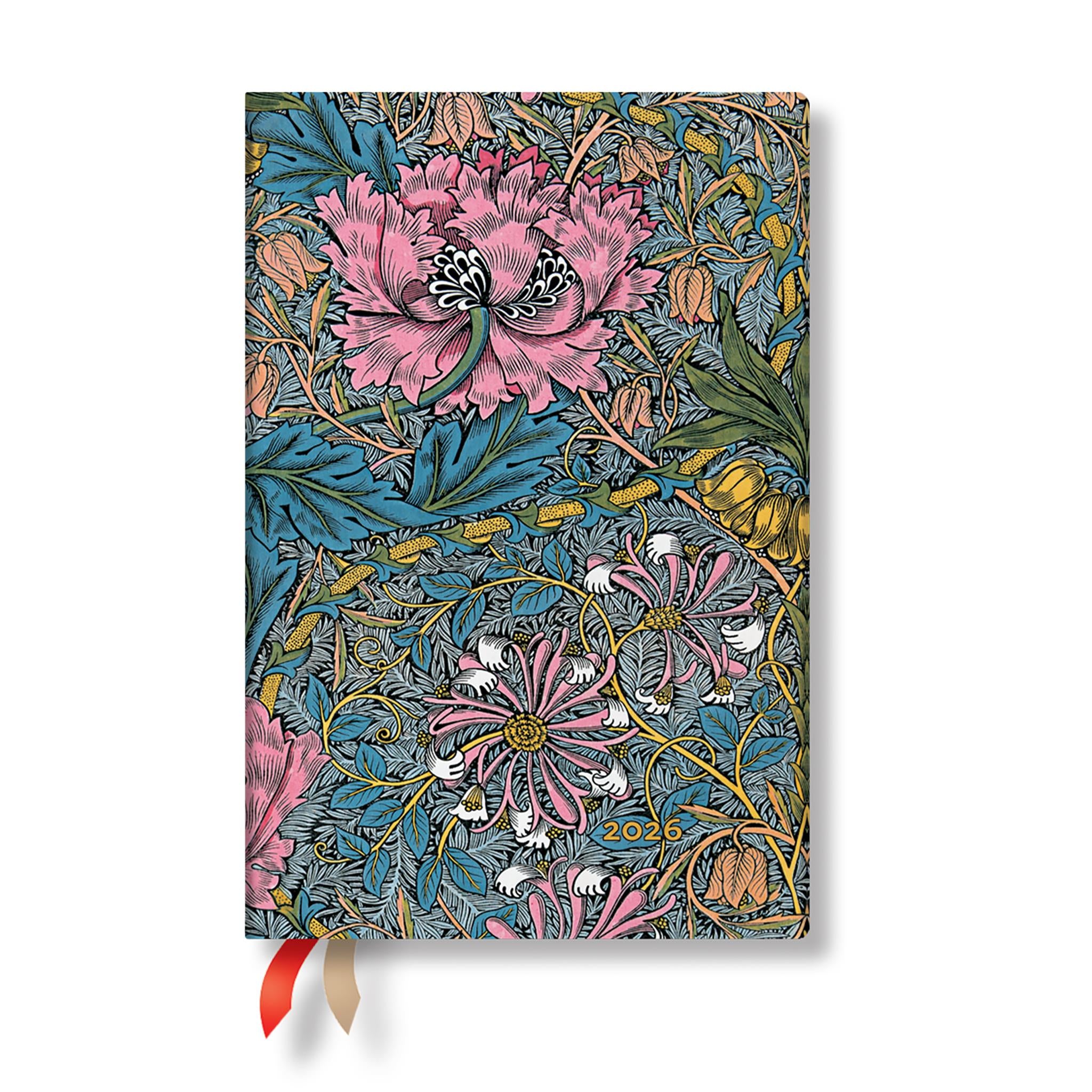 Pink Honeysuckle William Morris 2026 Daily Planner Calendar - Online Only