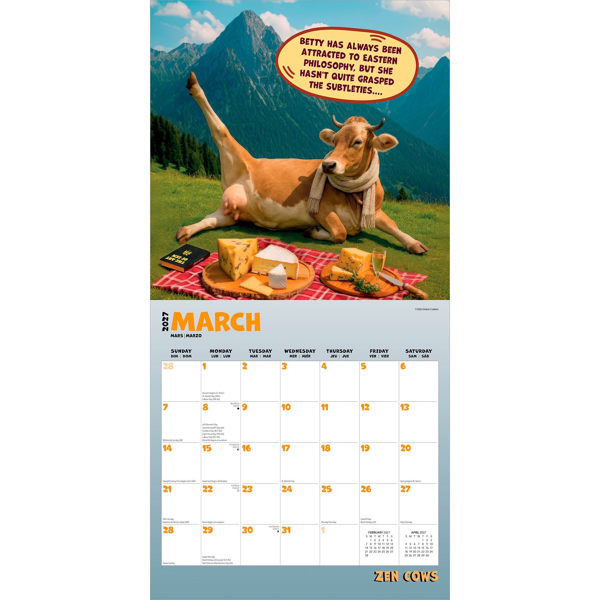 Zen Cows 2027 Wall Calendar