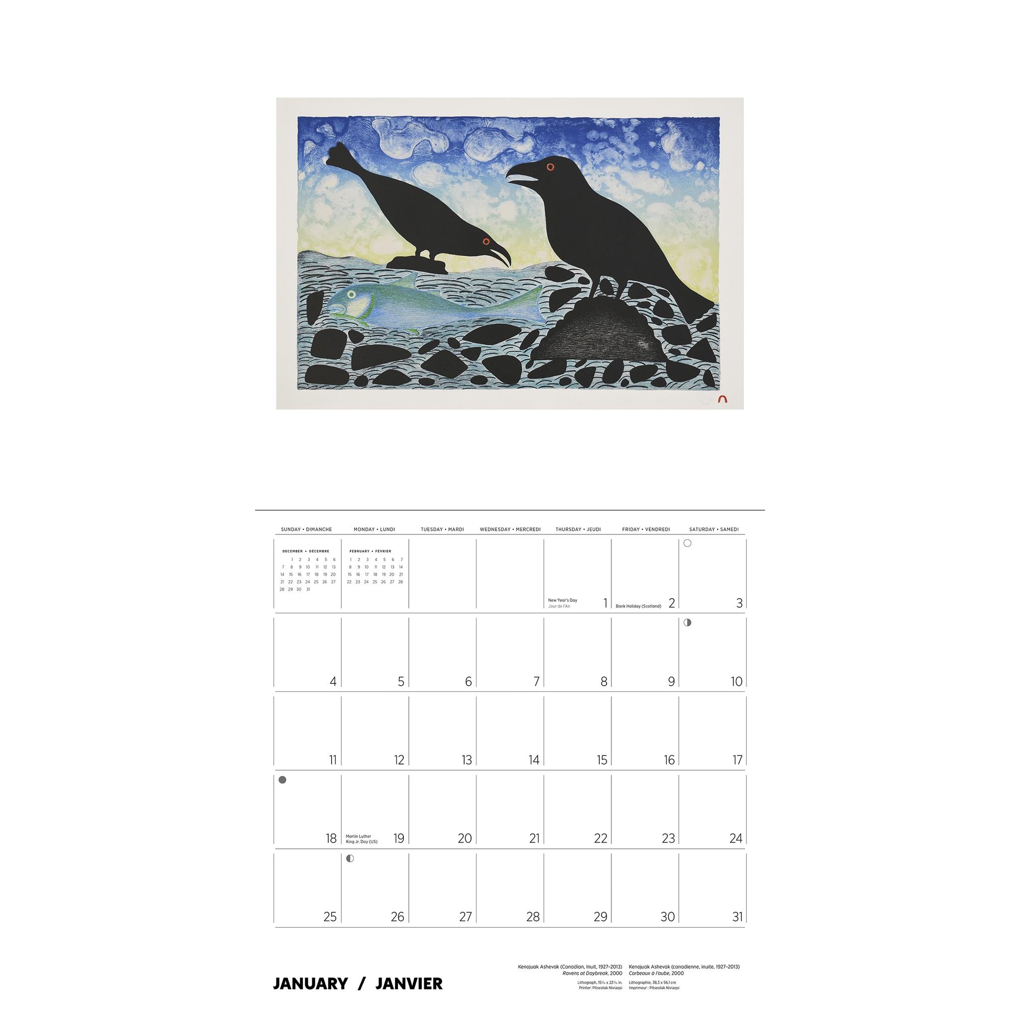 Calendrier mural Kenojuak Ashevak 2026