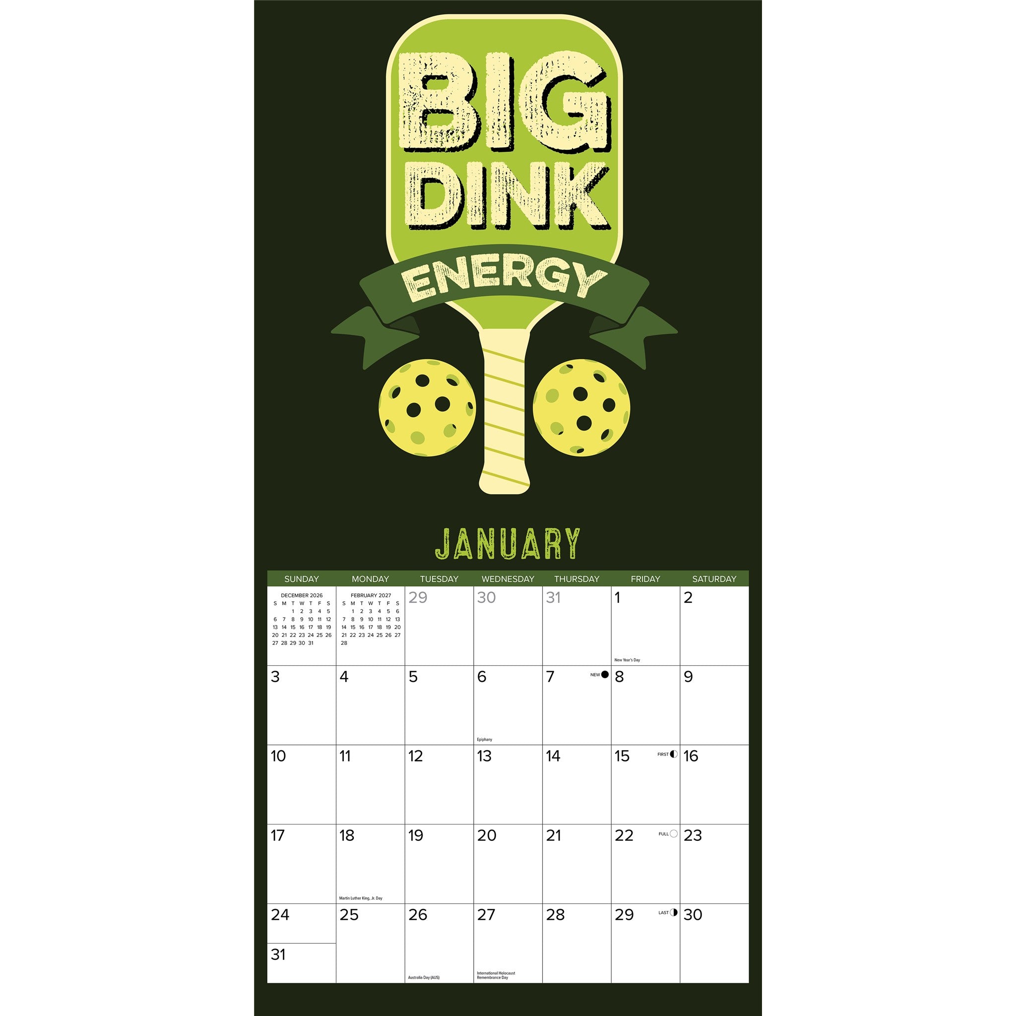 Pickleball 2027 Wall Calendar