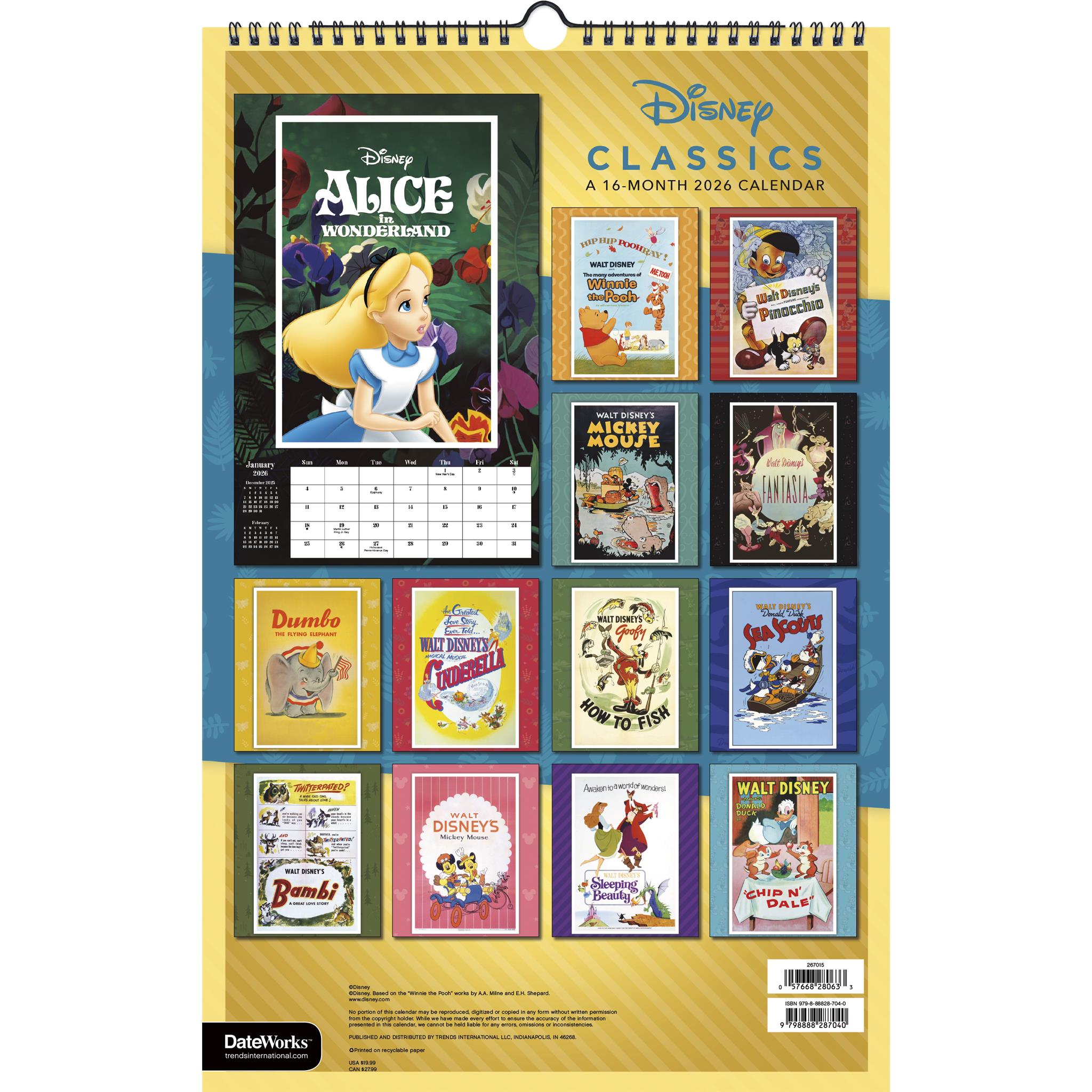 Calendrier des affiches Disney Classics 2026