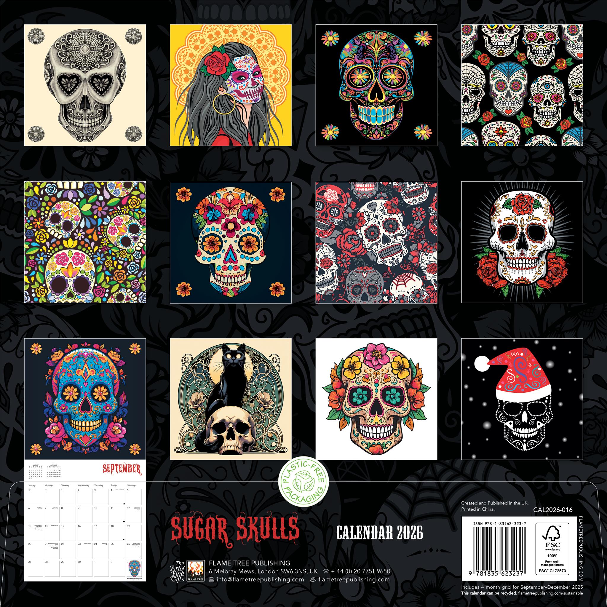 Calendrier mural Têtes de mort mexicaines 2026 - Disponible uniquement en ligne