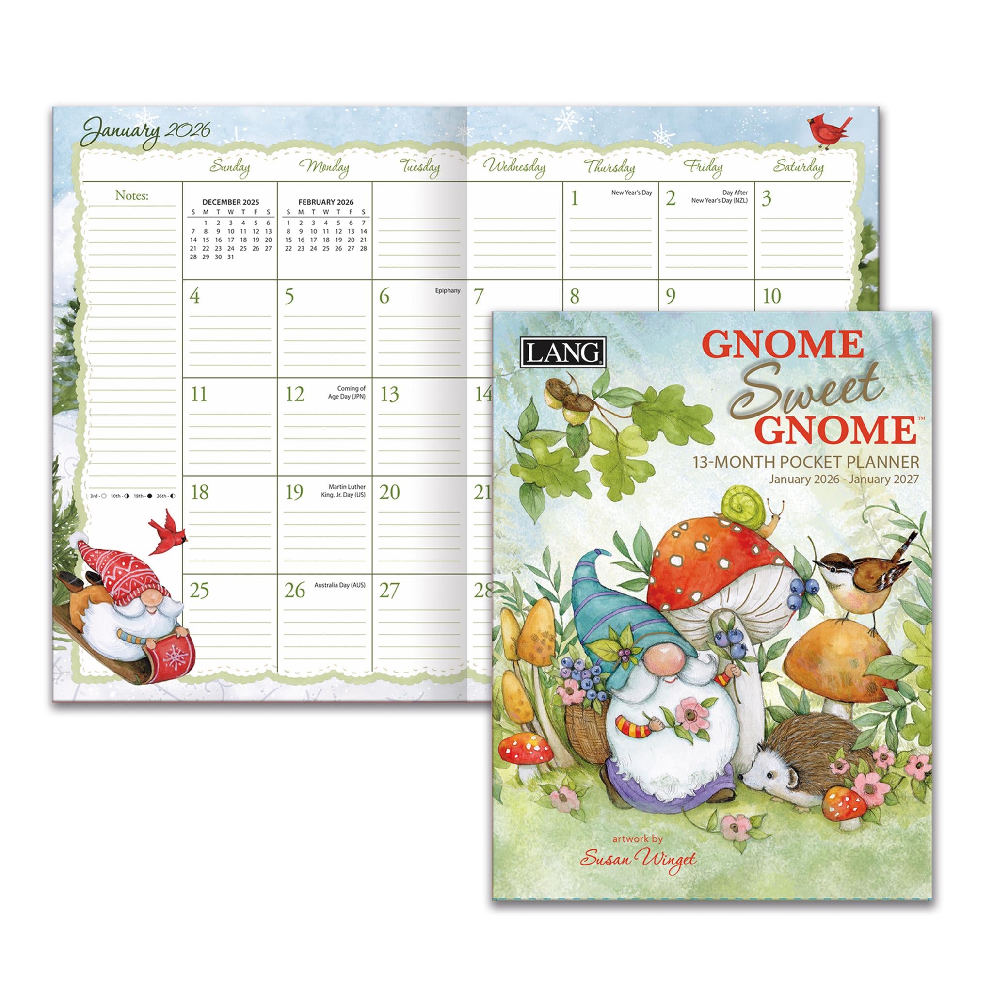 Gnome Sweet Gnome 2026 Monthly Pocket Planner