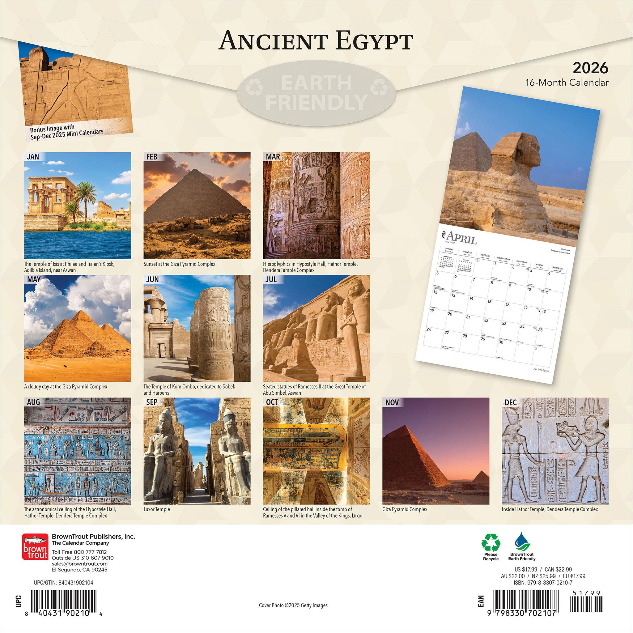 Calendrier mural Égypte antique 2026 - Disponible uniquement en ligne