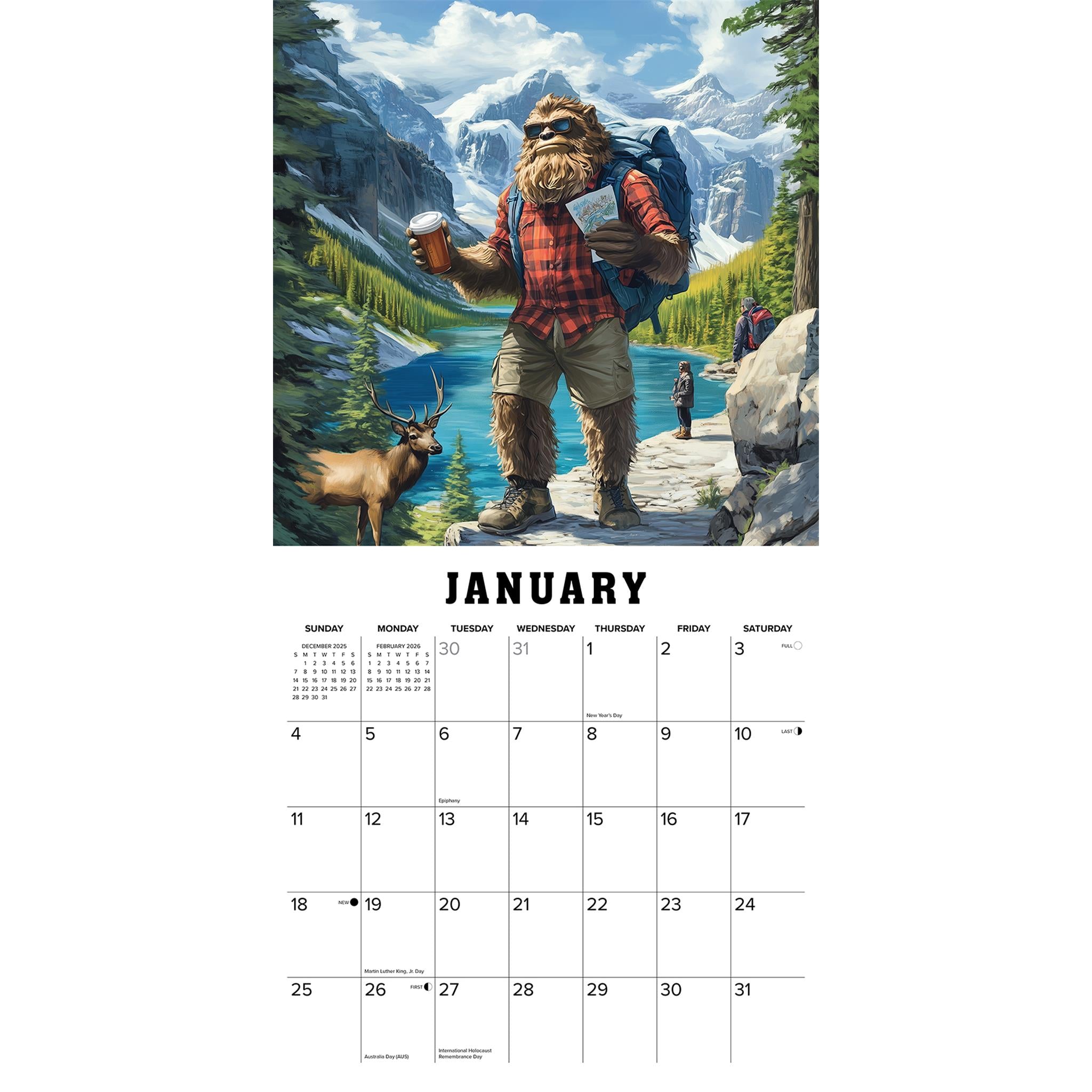 Bigfoot Travels The World 2026 Wall Calendar - Online Only