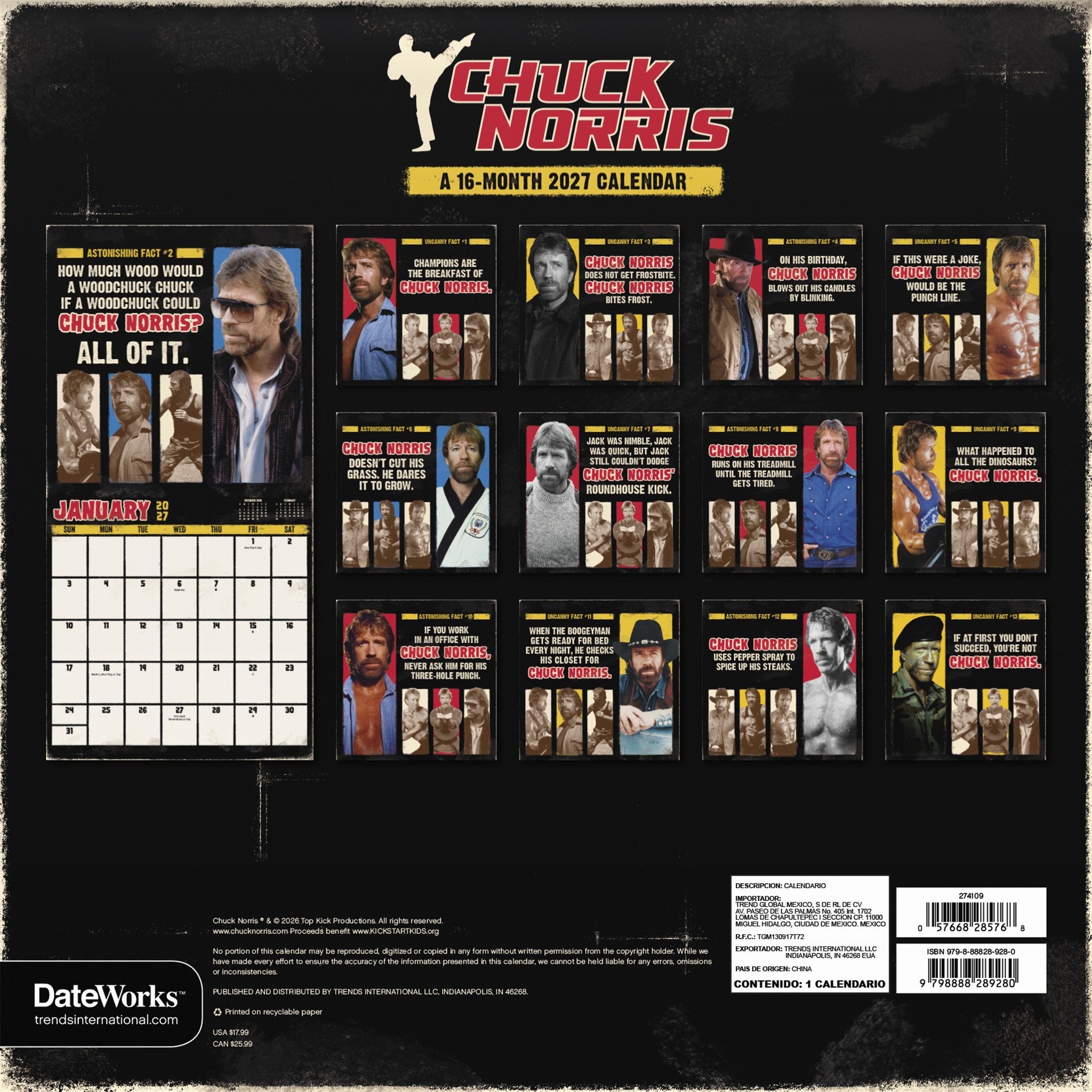 Calendrier mural Chuck Norris 2027