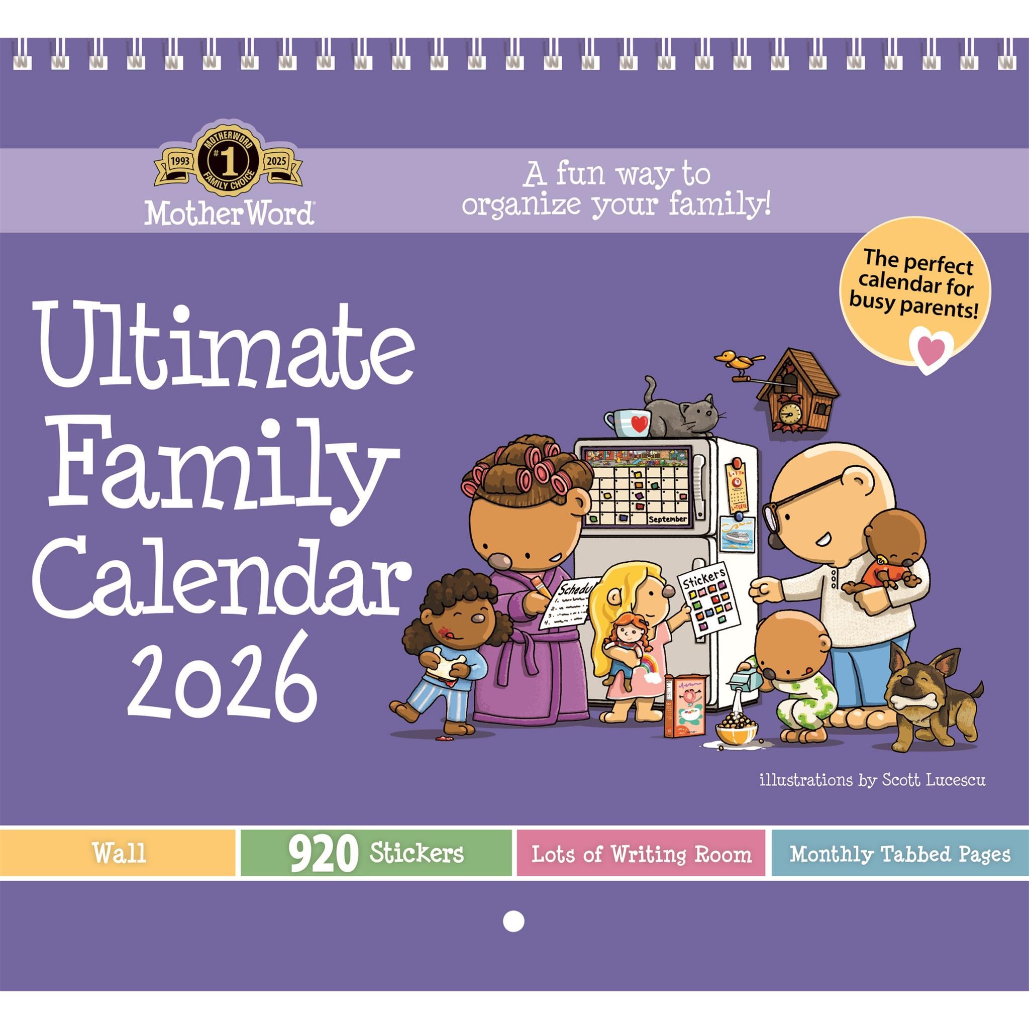 Calendrier mural Motherword Tabbed en anglais 2025-2026