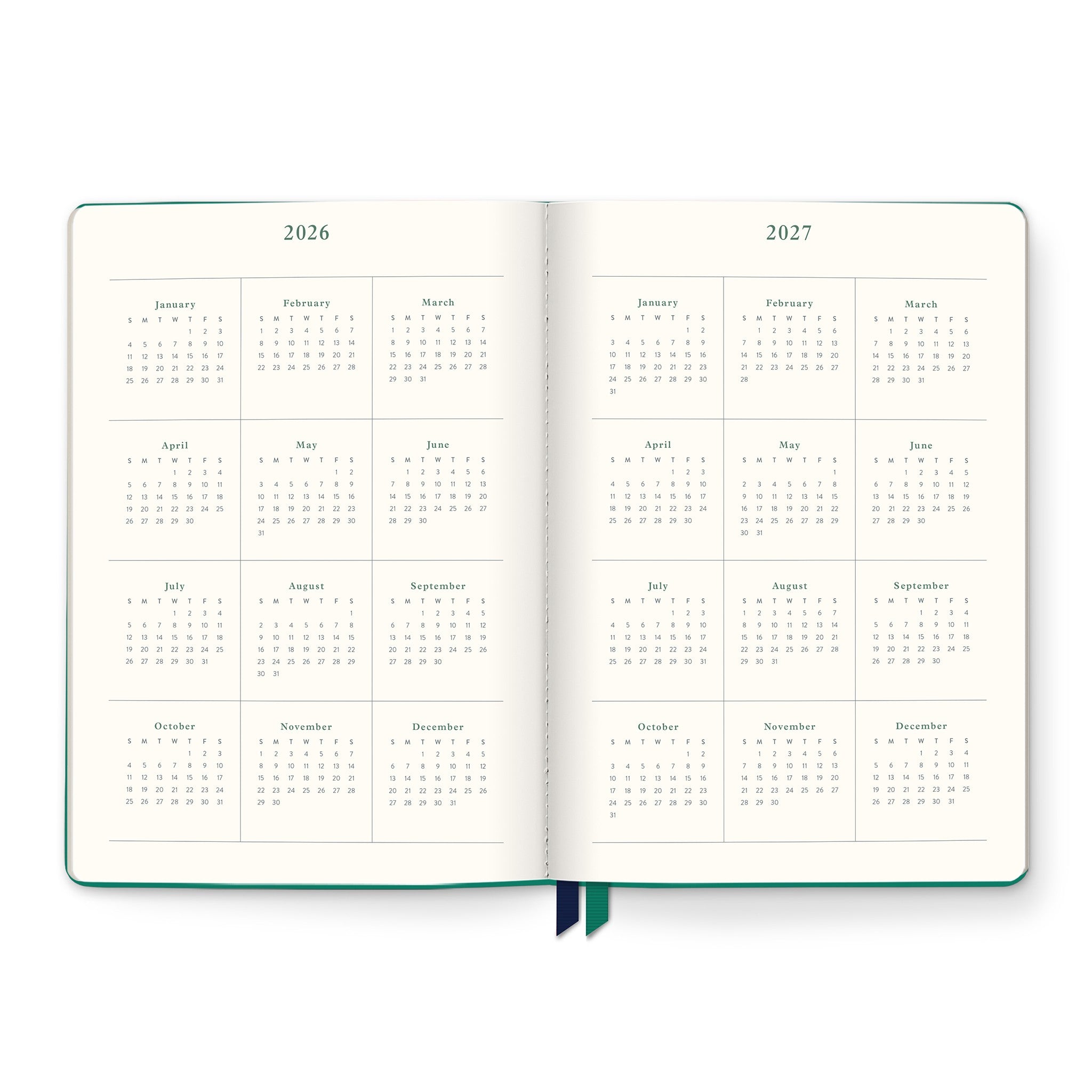 Cascading Plumes Clara Clothbound 2026-2027 Engagement Calendar