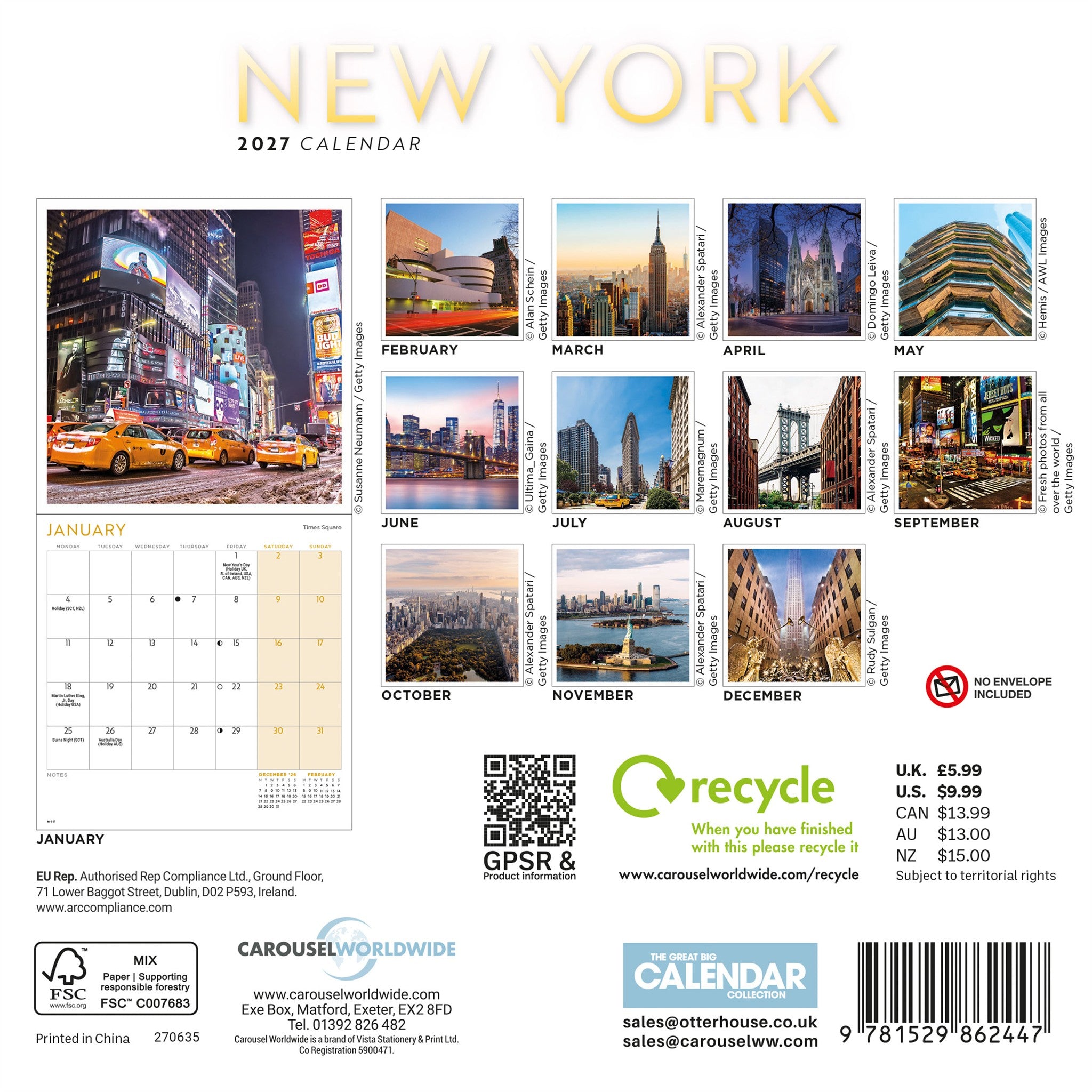 New York 2027 Mini Calendar