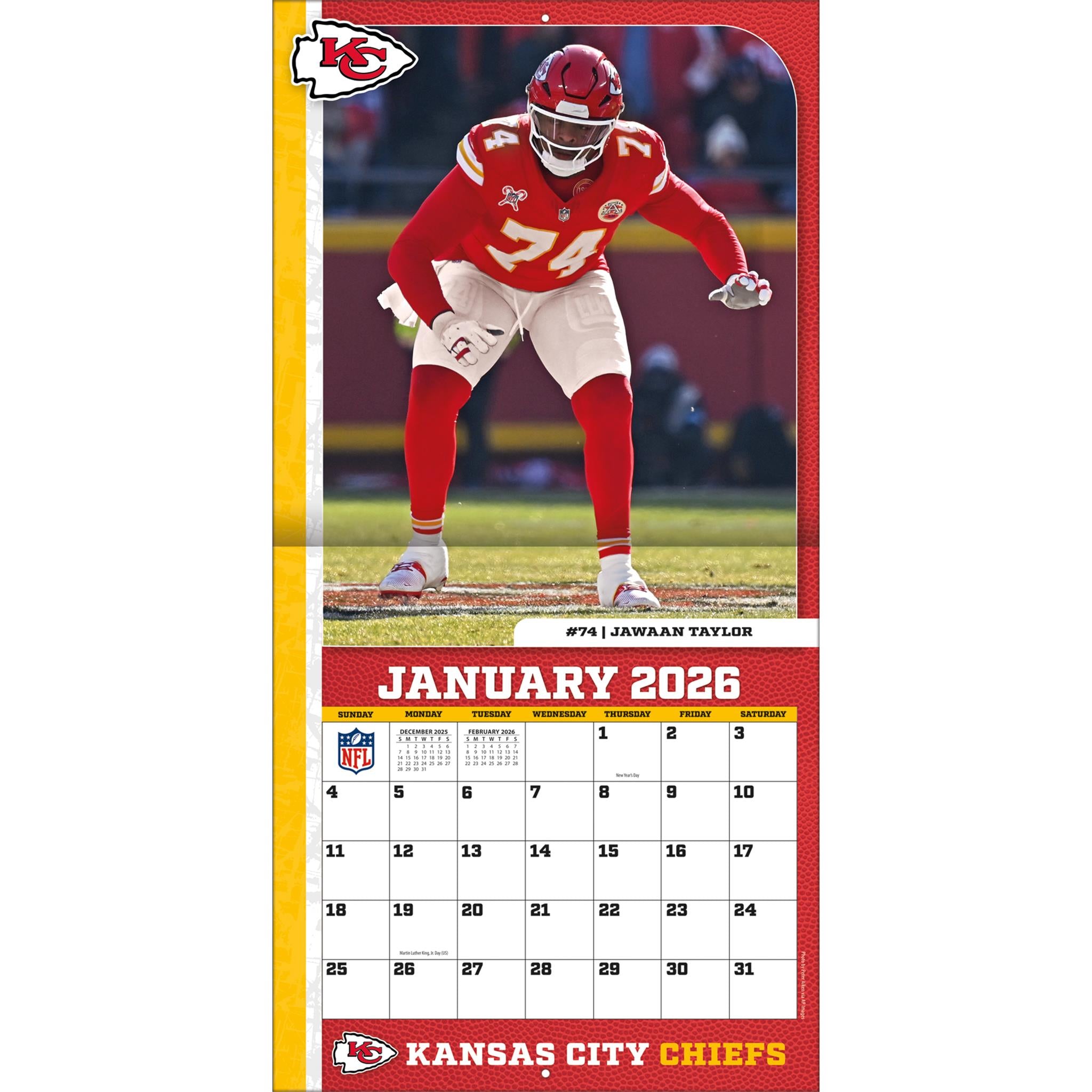 Calendrier mural NFL Kansas City Chiefs 2026