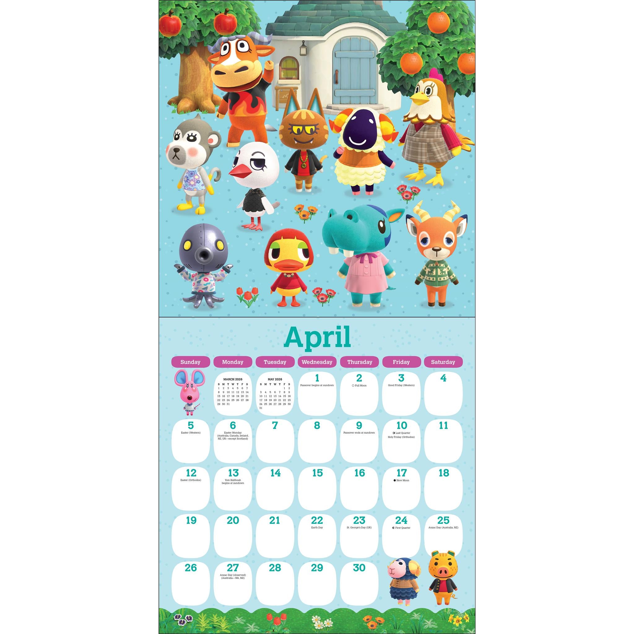 Calendrier mural Animal Crossing New Horizons 2026