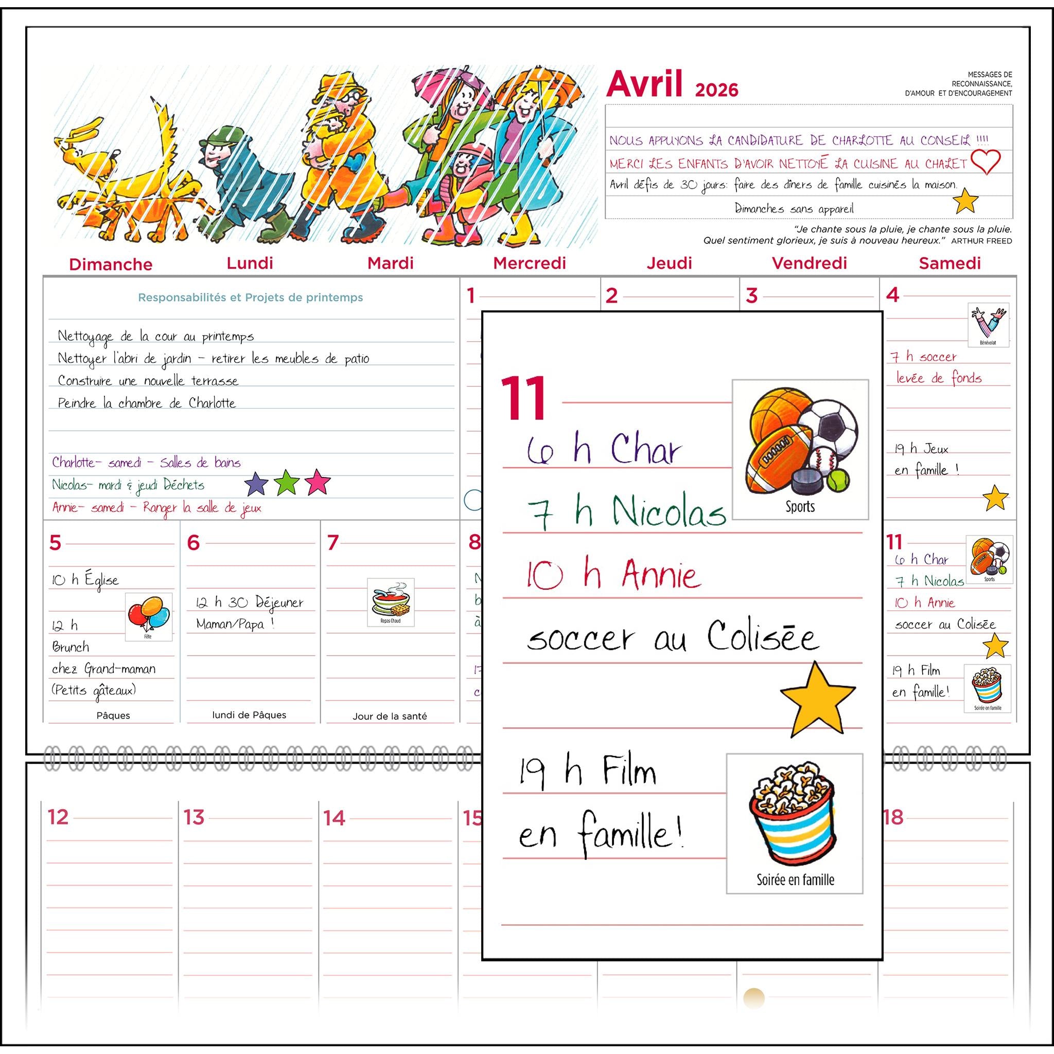 Agenda familial 2025-2026 (calendrier mural français)
