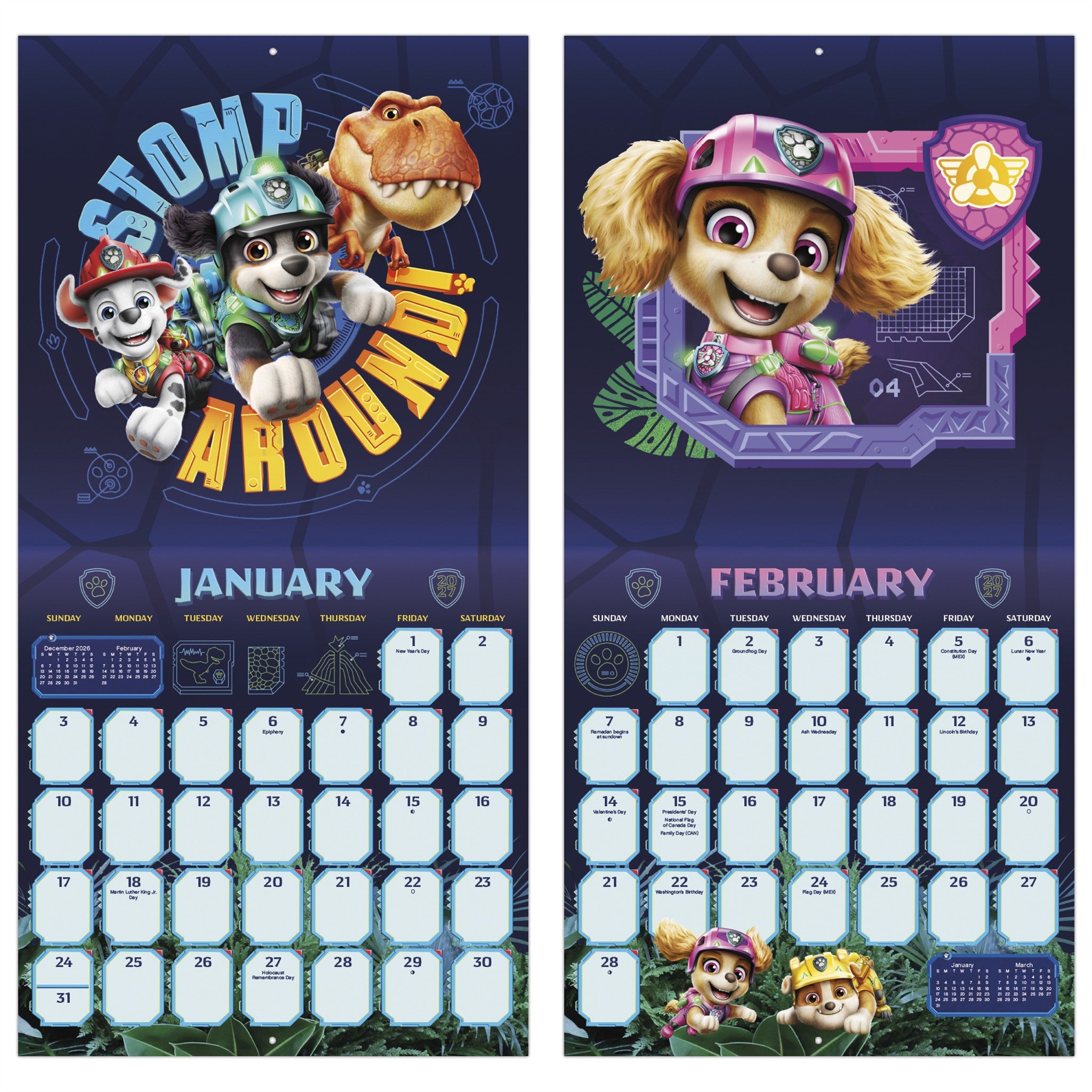 Paw Patrol: The Dino Movie 2027 Wall Calendar