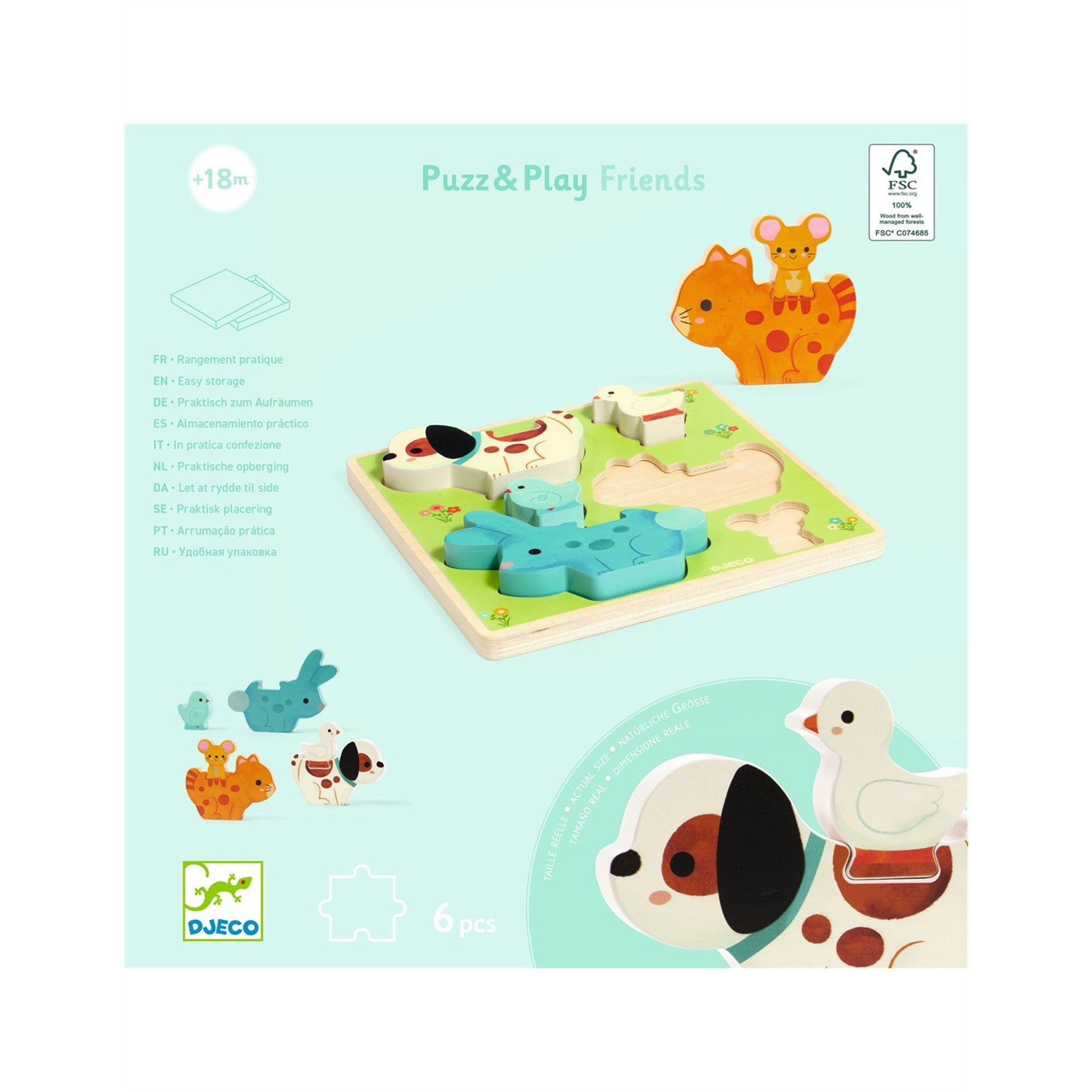 Puzz & Play Friends Wooden 6 Piece Puzzle
