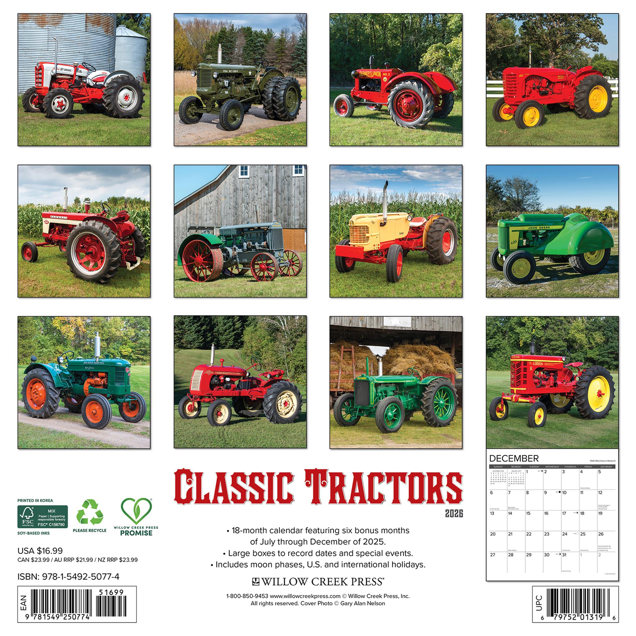 Calendrier mural Tracteurs Classiques 2026