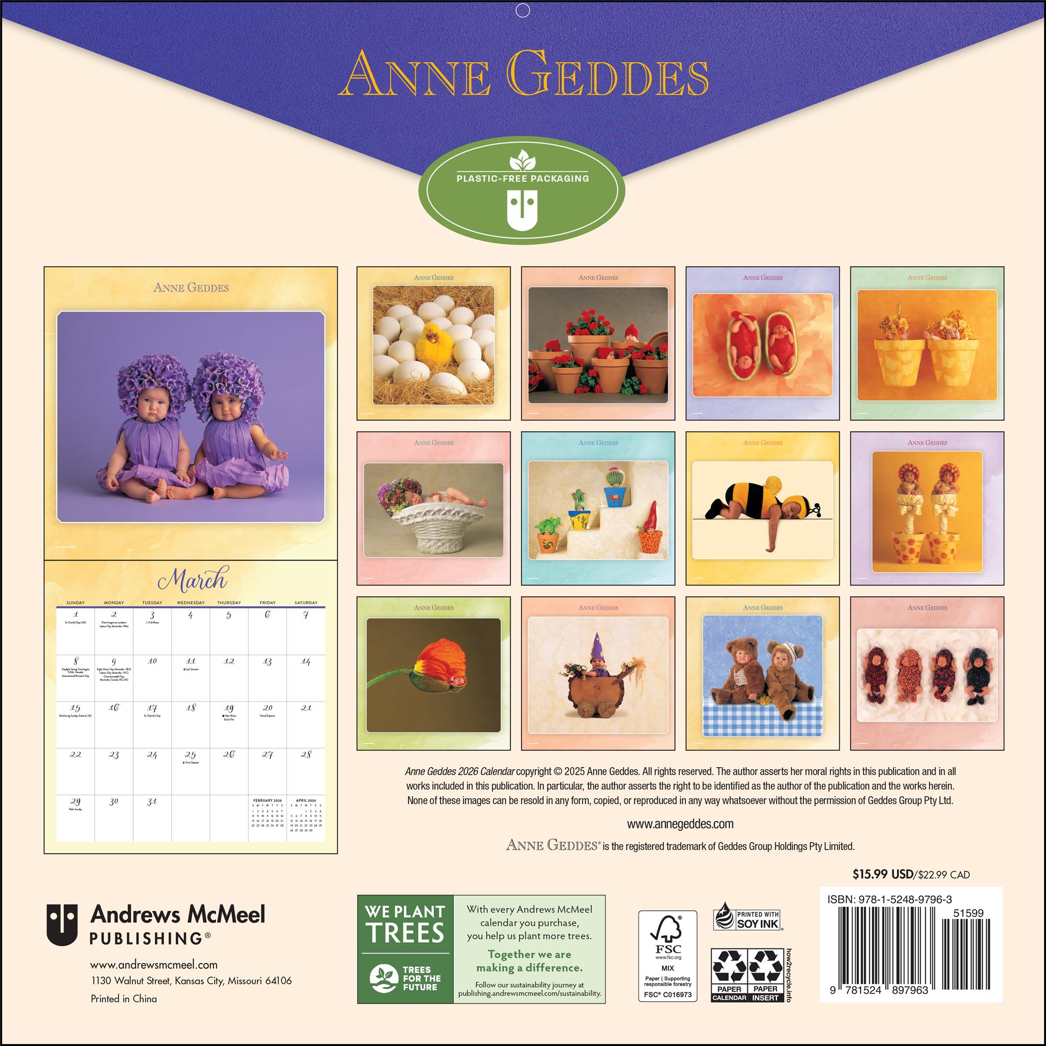 Calendrier mural Anne Geddes 2026