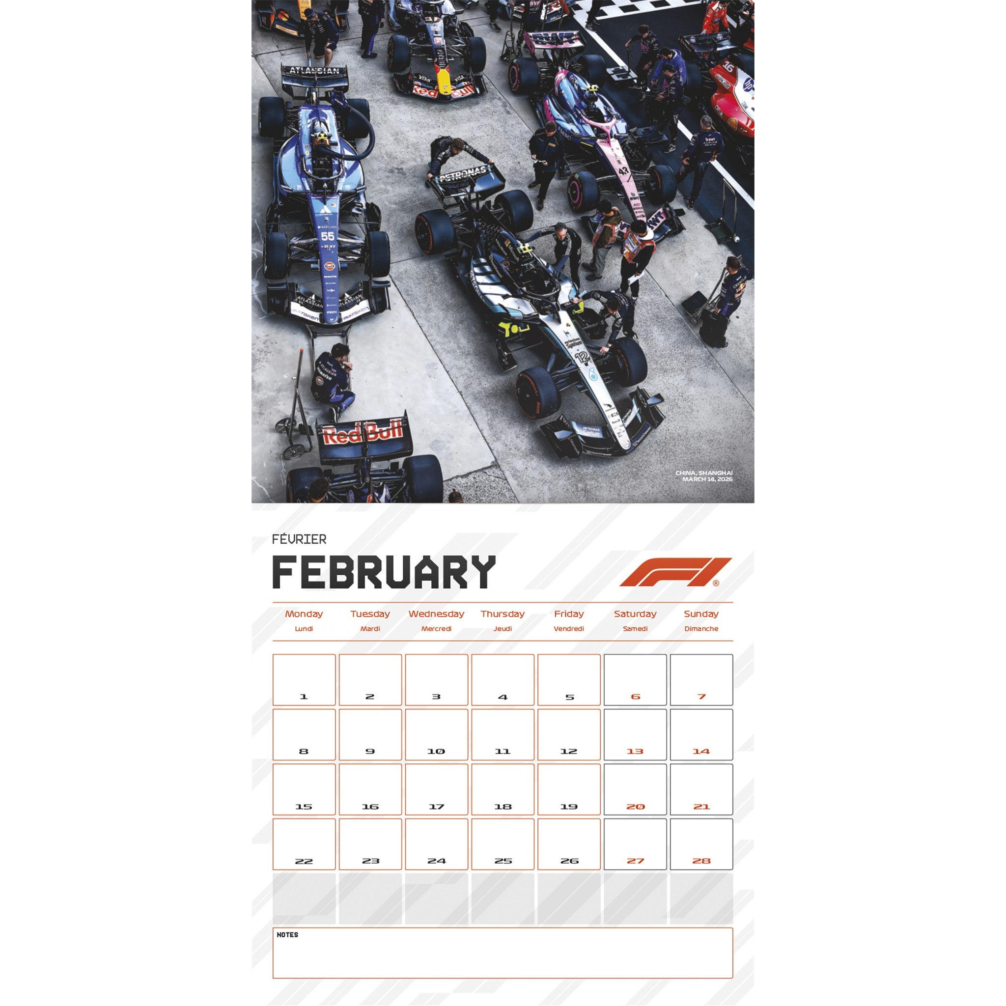 Formula 1 2027 Wall Calendar