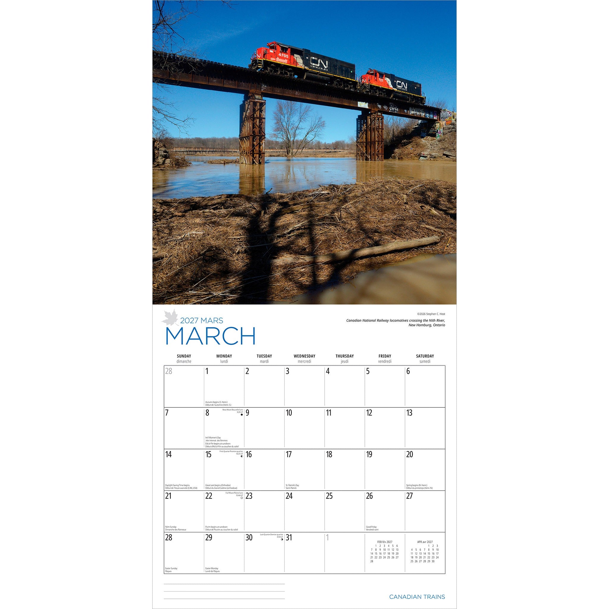 Canadian Trains 2027 Wall Calendar